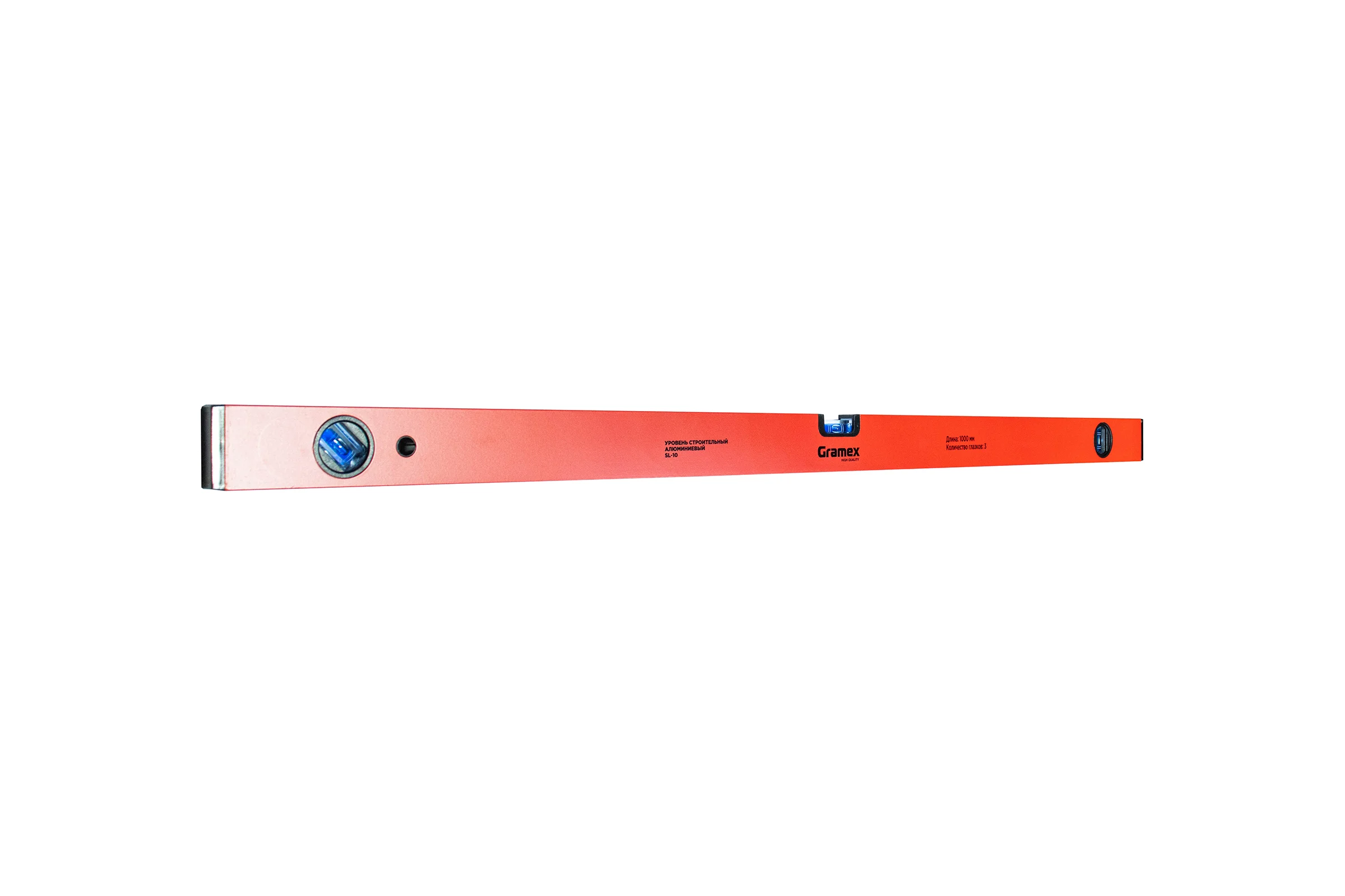Уровень Gramex 1000мм, строительный 3 глазка 1 зеркальный SL-10 (1/40) 017397