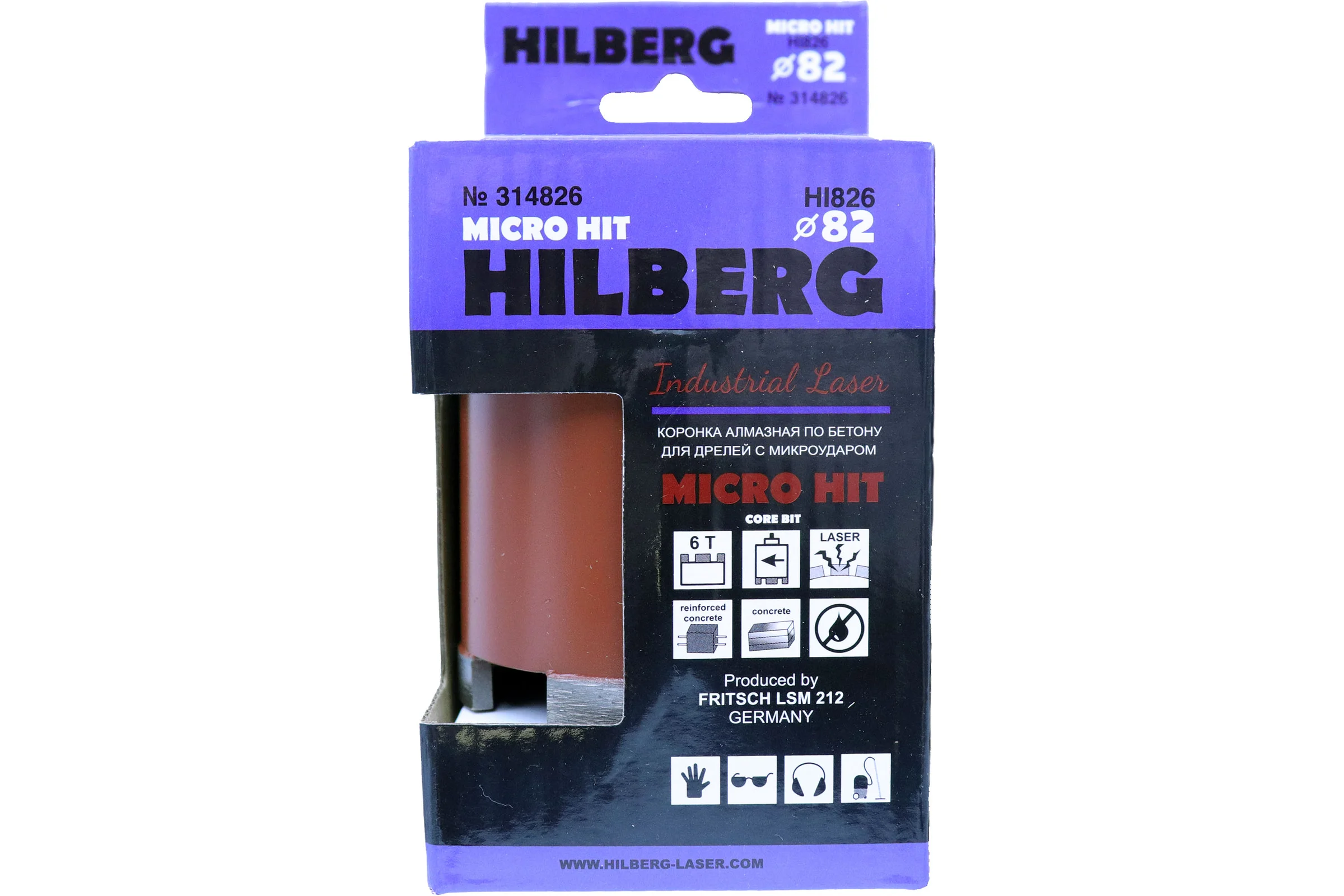Коронка алмазная HILBERG 82 мм Industrial Laser Micro Hit под пылеудалитель HI826