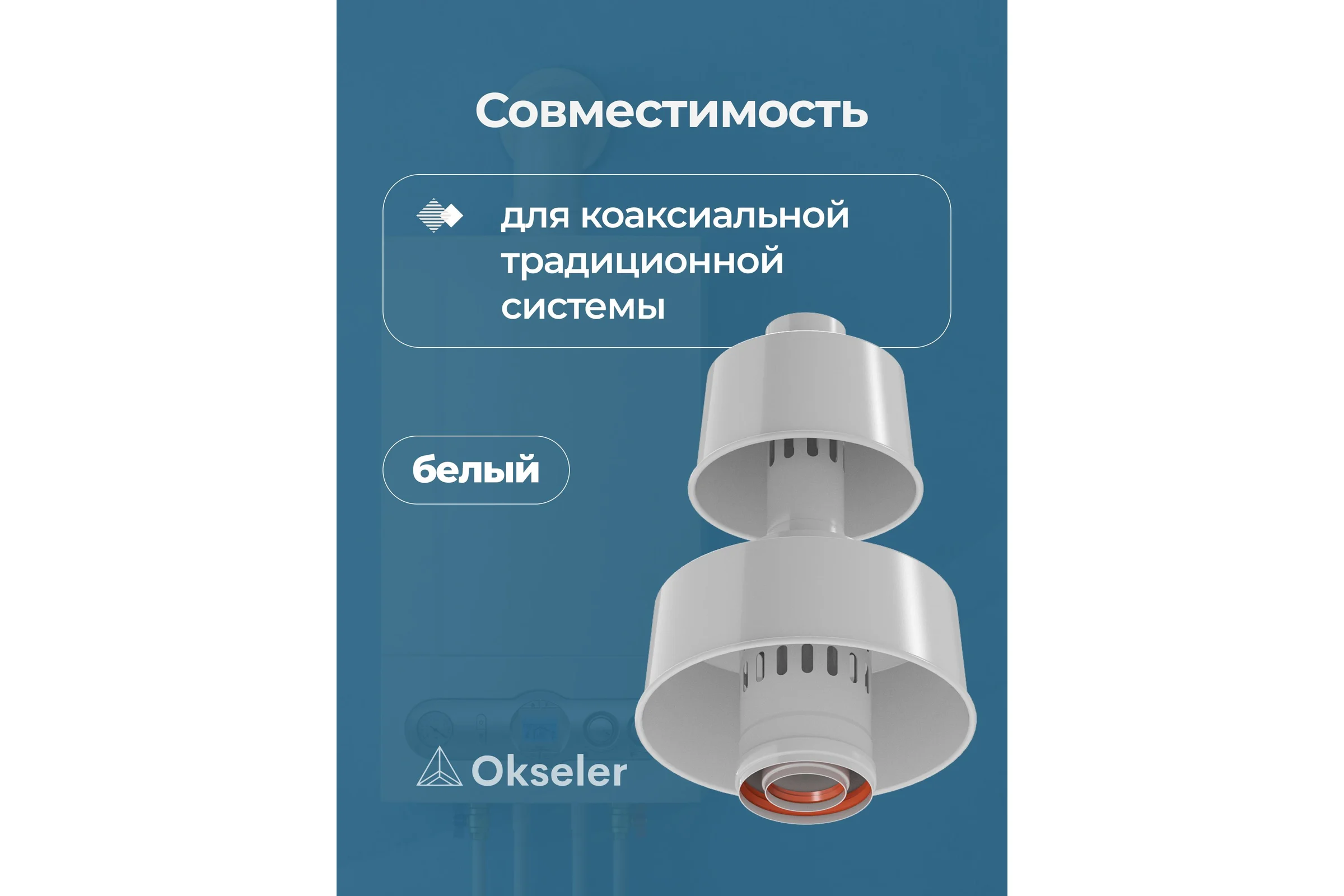 Оголовок с ветрозащитой Okseler D 80/125 БЕЛЫЙ oks00090