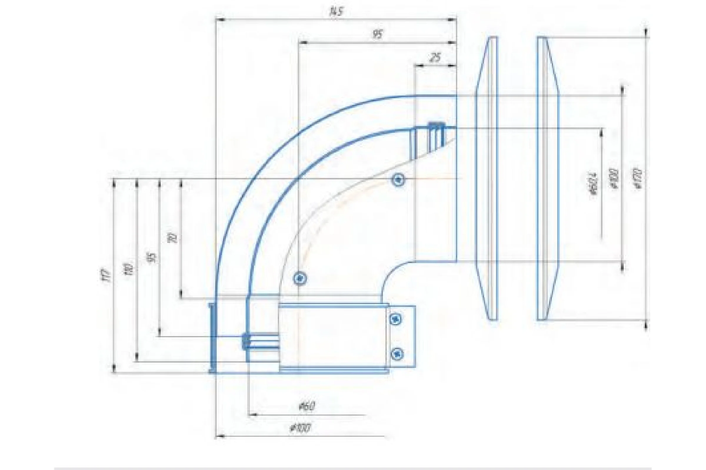Отвод коаксиальный Okseler 60/100 (Baxi (кроме ECO Nova/Classic), Viessmann, Kiturami, Hubert, Wolf, Haier oks00097