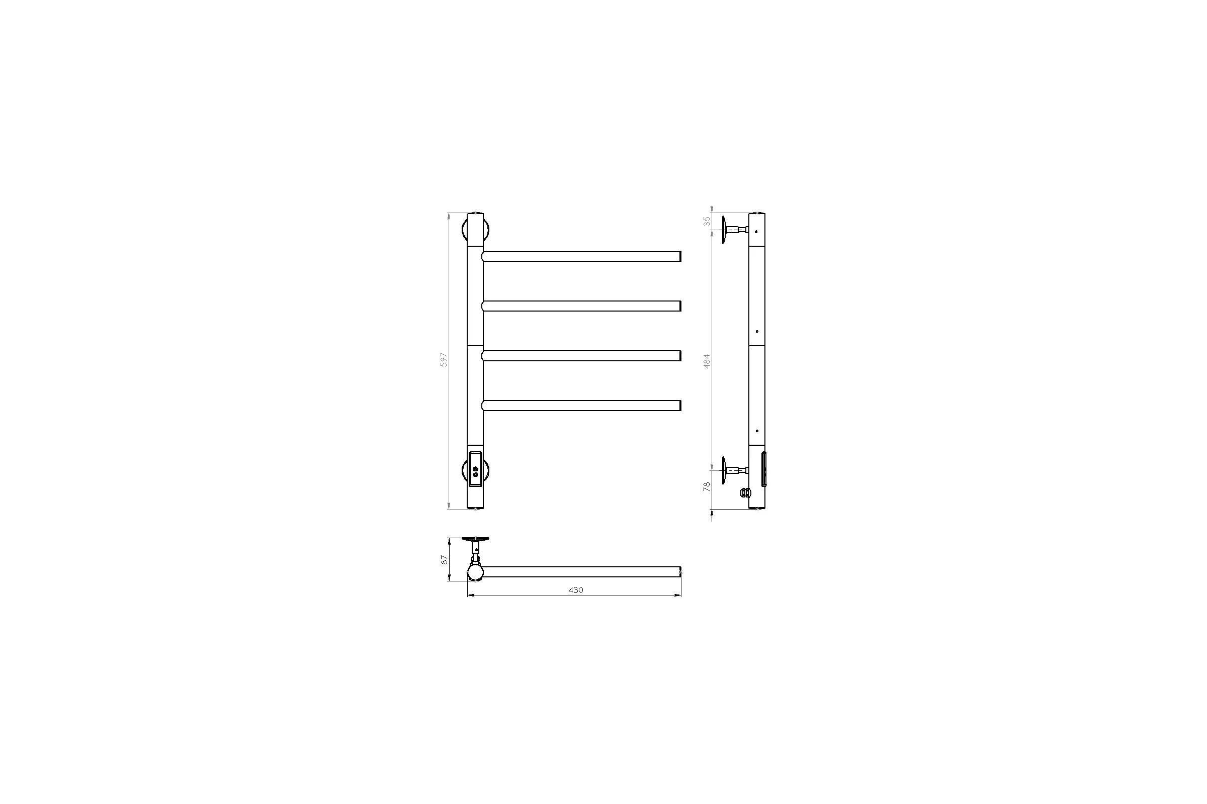 Полотенцесушитель электрический VINCEA 43x60, графит, таймер VTD-1S1CGE