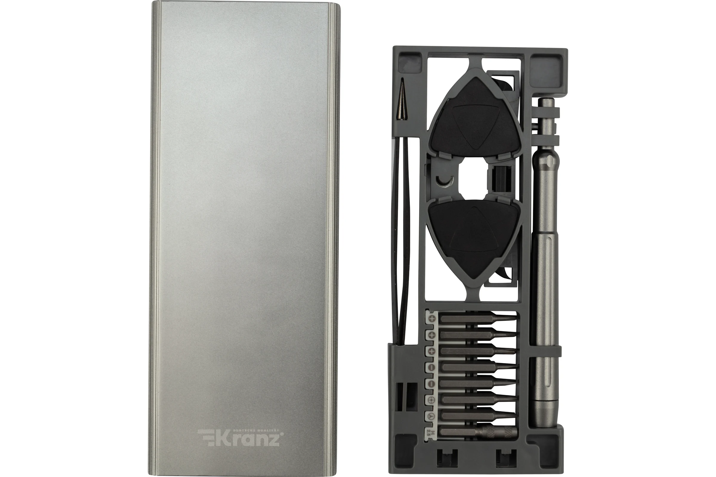 Отвертка с битами для точных работ KRANZ RA-04, сталь S2, 24 предмета KR-12-4754