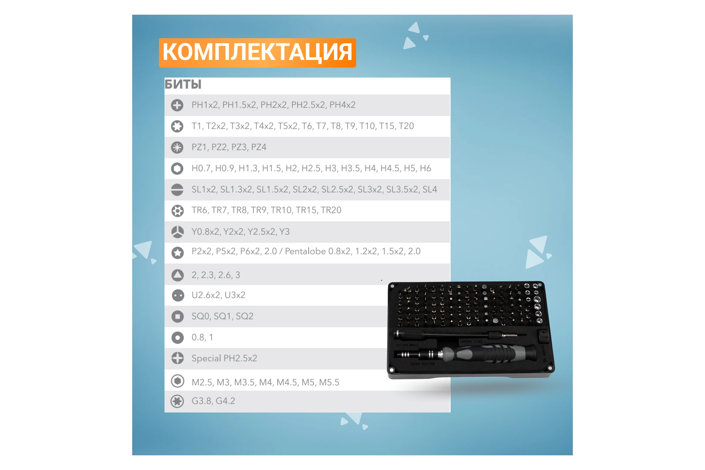 Отвертка с битами для точных работ KRANZ RA-05 CR-V, 106 предметов KR-12-4755