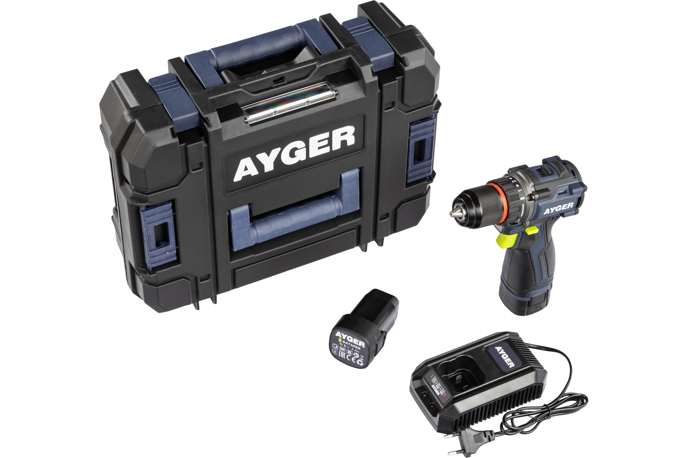 Аккумуляторный бесщеточный шуруповерт AYGER AP16BL2