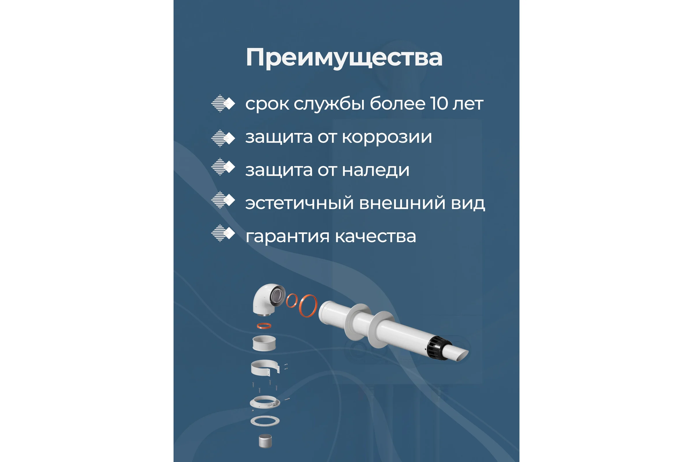 Комплект дымохода Okseler антилед универсальный 60/100 - 1000мм (кроме Immergas и Navien Deluxe 75/100 стар.) oks00059
