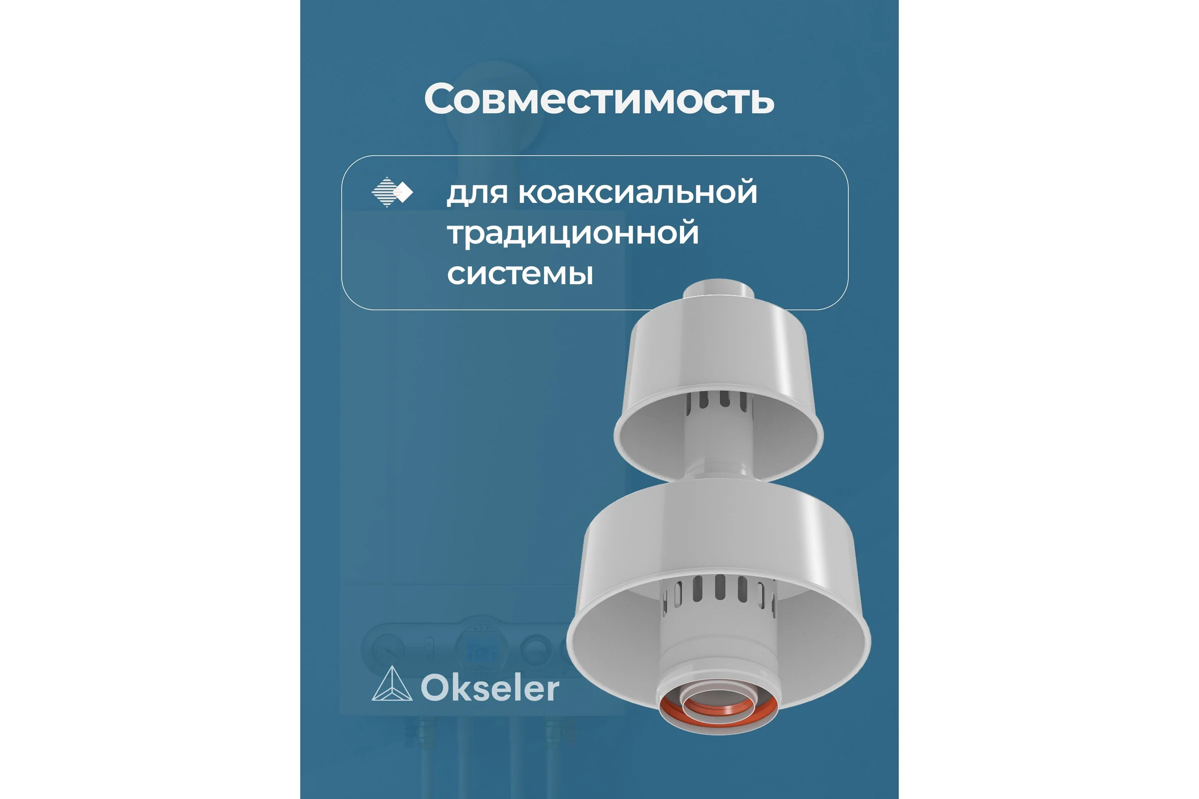 Оголовок с ветрозащитой Okseler D 60/100 БЕЛЫЙ (Алюминий) oks00087