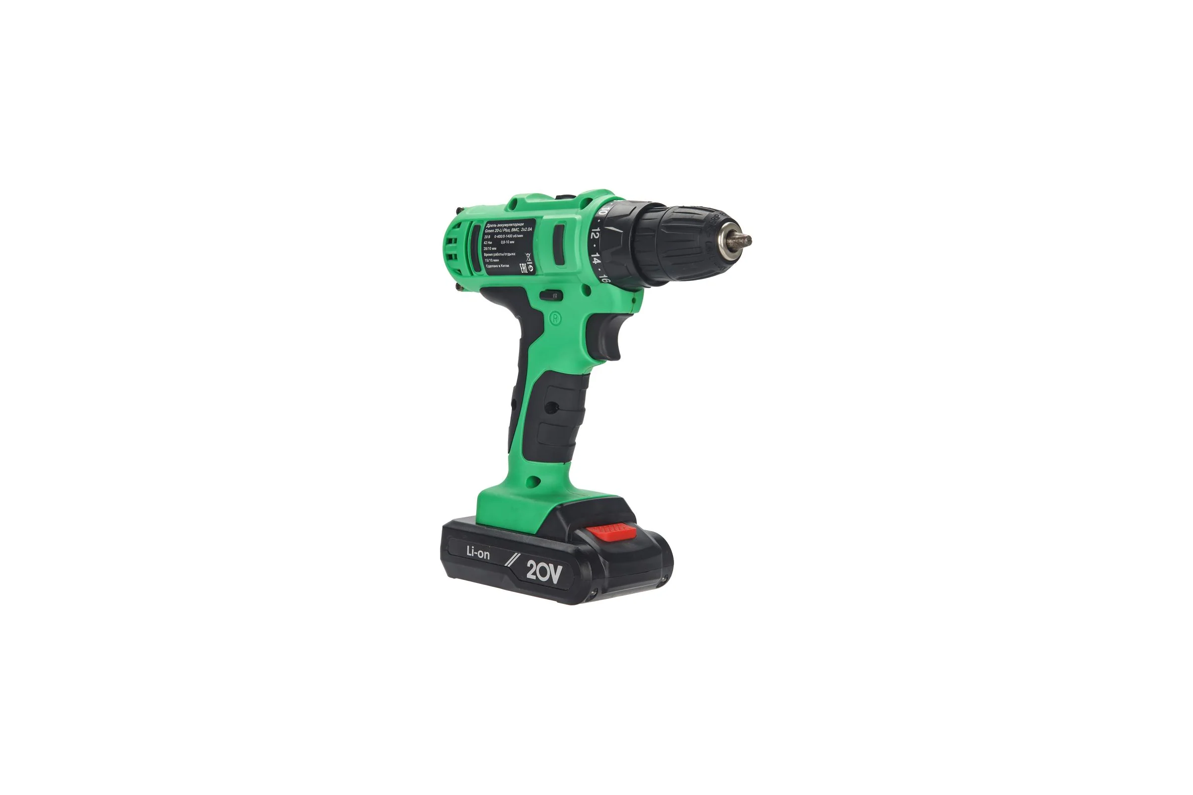 Аккумуляторная дрель-шуруповерт Zitrek Green 20-Li Plus, 20В, 2x2.0 Ач 083-1115