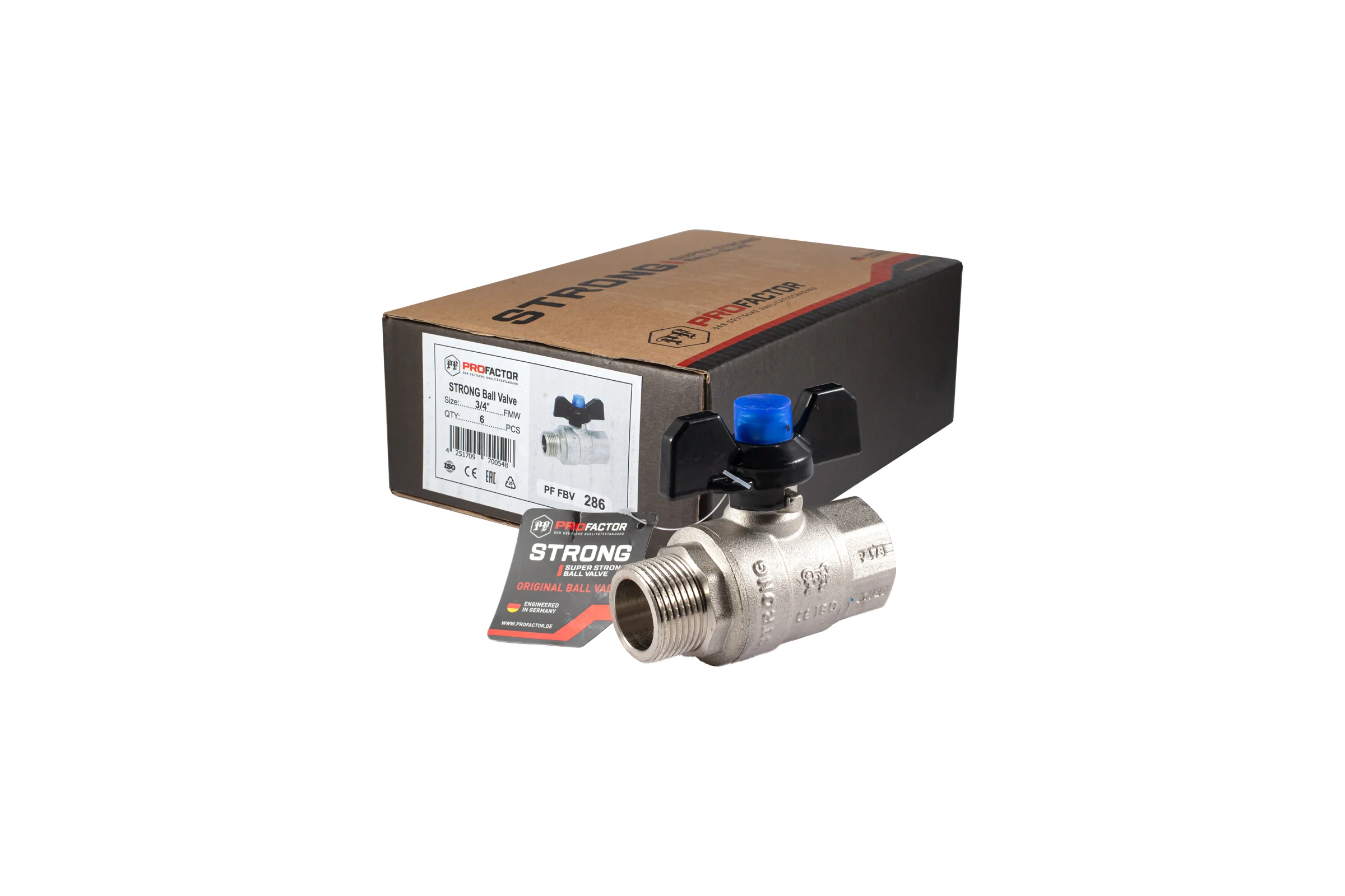 Шаровой кран PROFACTOR PF STRONG ручка бабочка в/н 3/4 дюйма PF FBV 286
