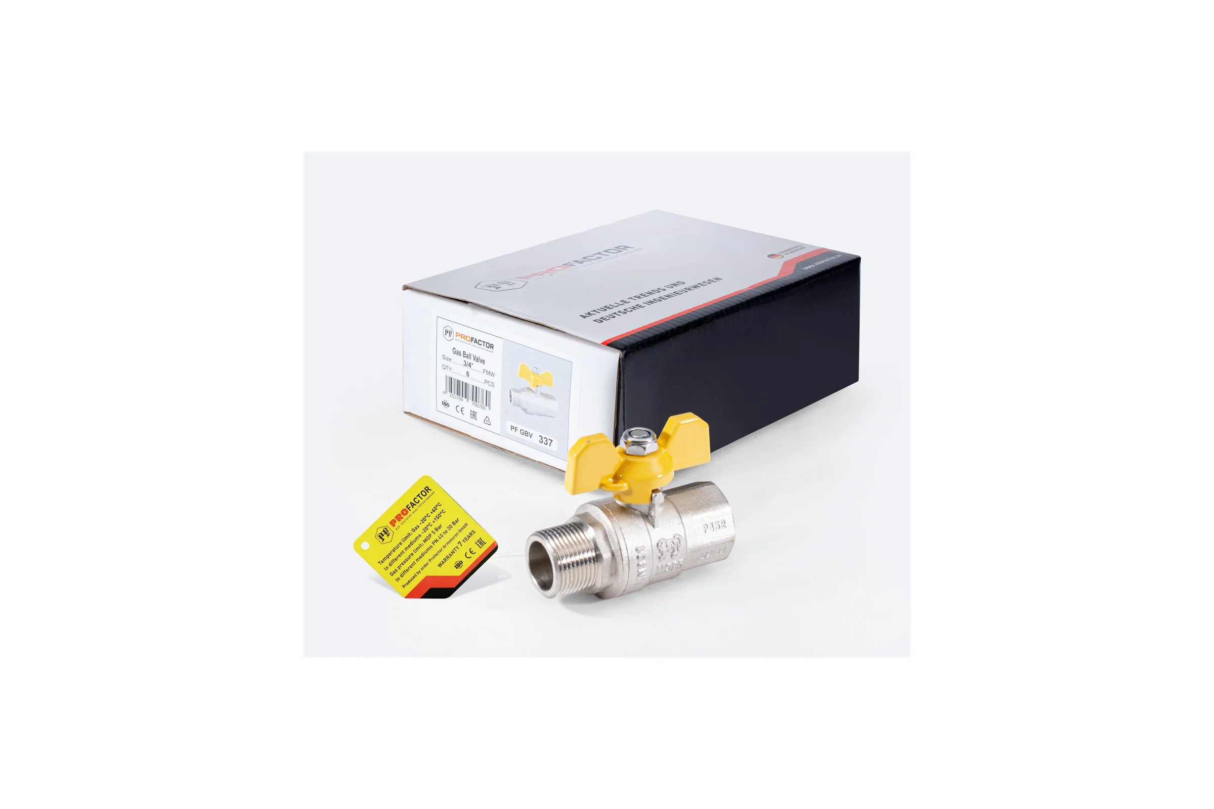 Шаровой кран для газа PROFACTOR PF GAS ручка бабочка, в/н 3/4 дюйма PF GBV 337