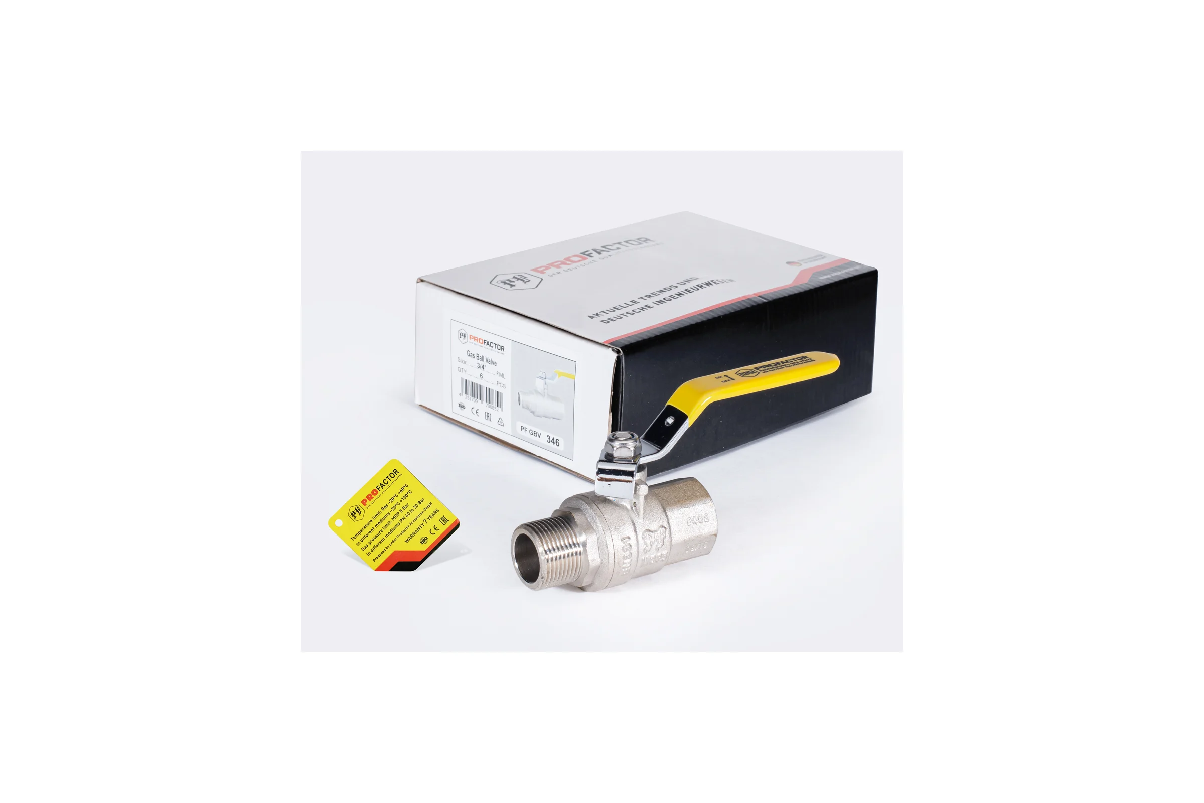 Шаровой кран для газа PROFACTOR PF GAS ручка рычаг, в/н 3/4 дюйма PF GBV 346