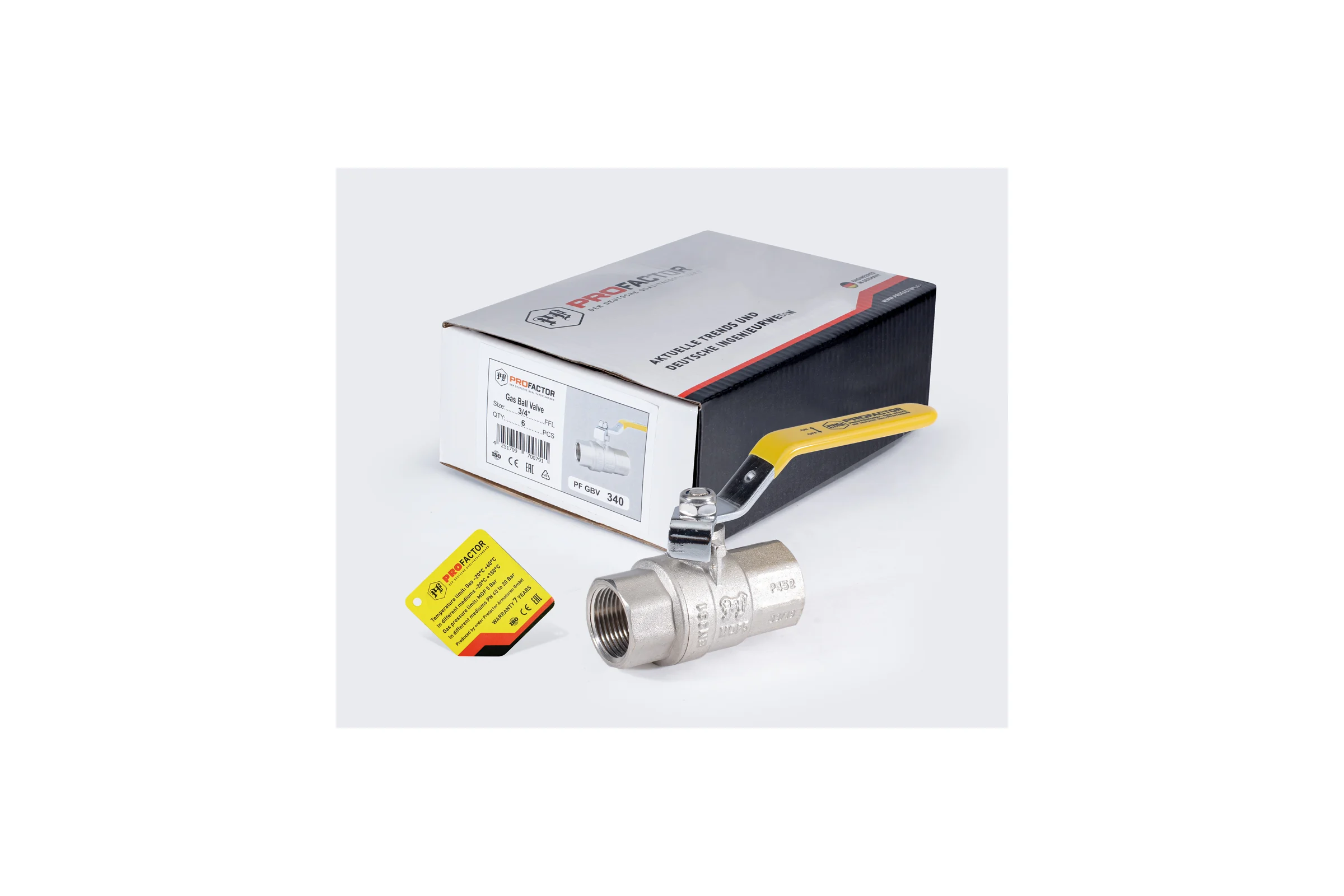 Шаровой кран для газа PROFACTOR PF GAS ручка рычаг, в/в 3/4 дюйма PF GBV 340