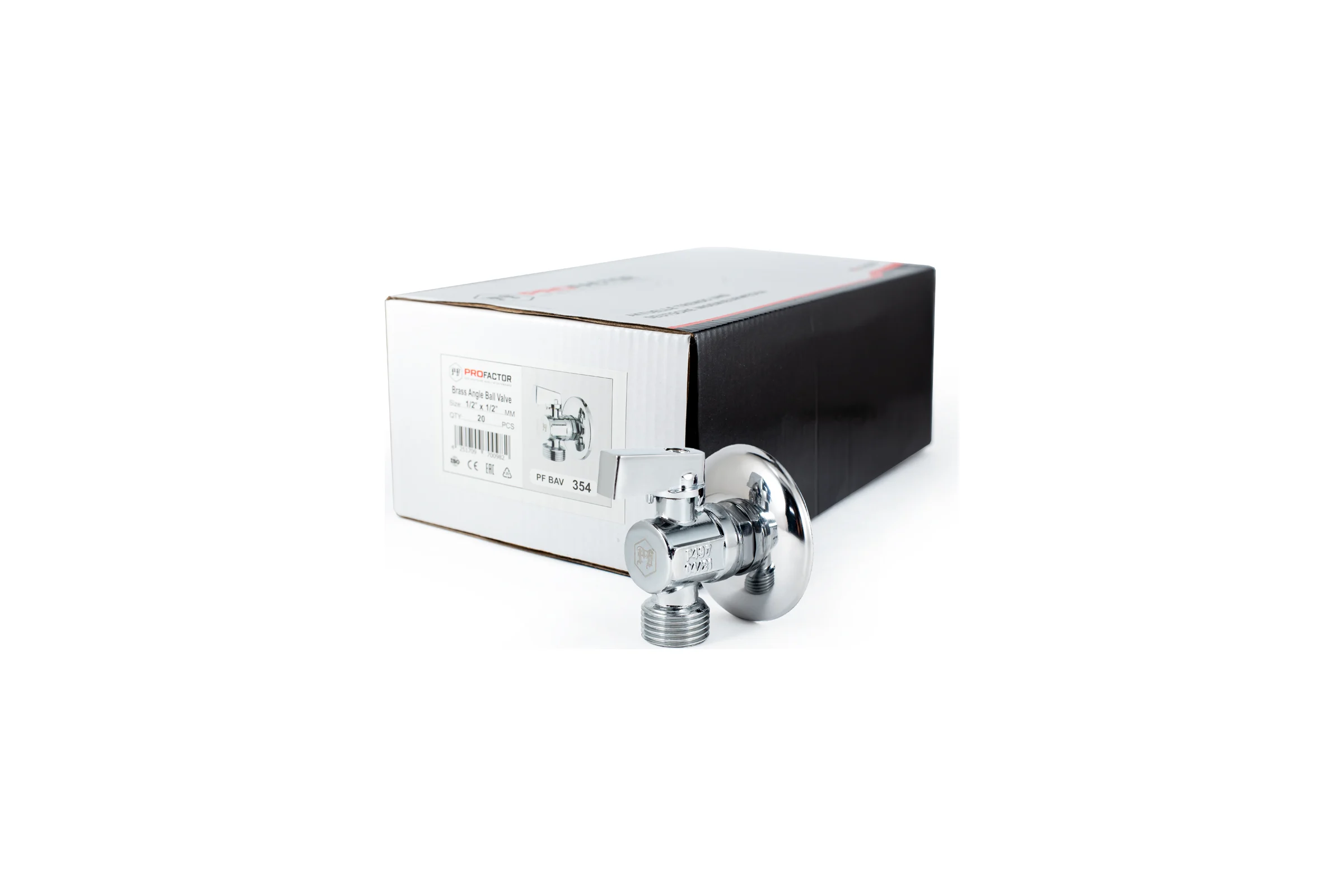 Угловой шаровой кран PROFACTOR PF CHROME ручка флажок, н/н 1/2 дюйма х 1/2 дюйма PF BAV 354