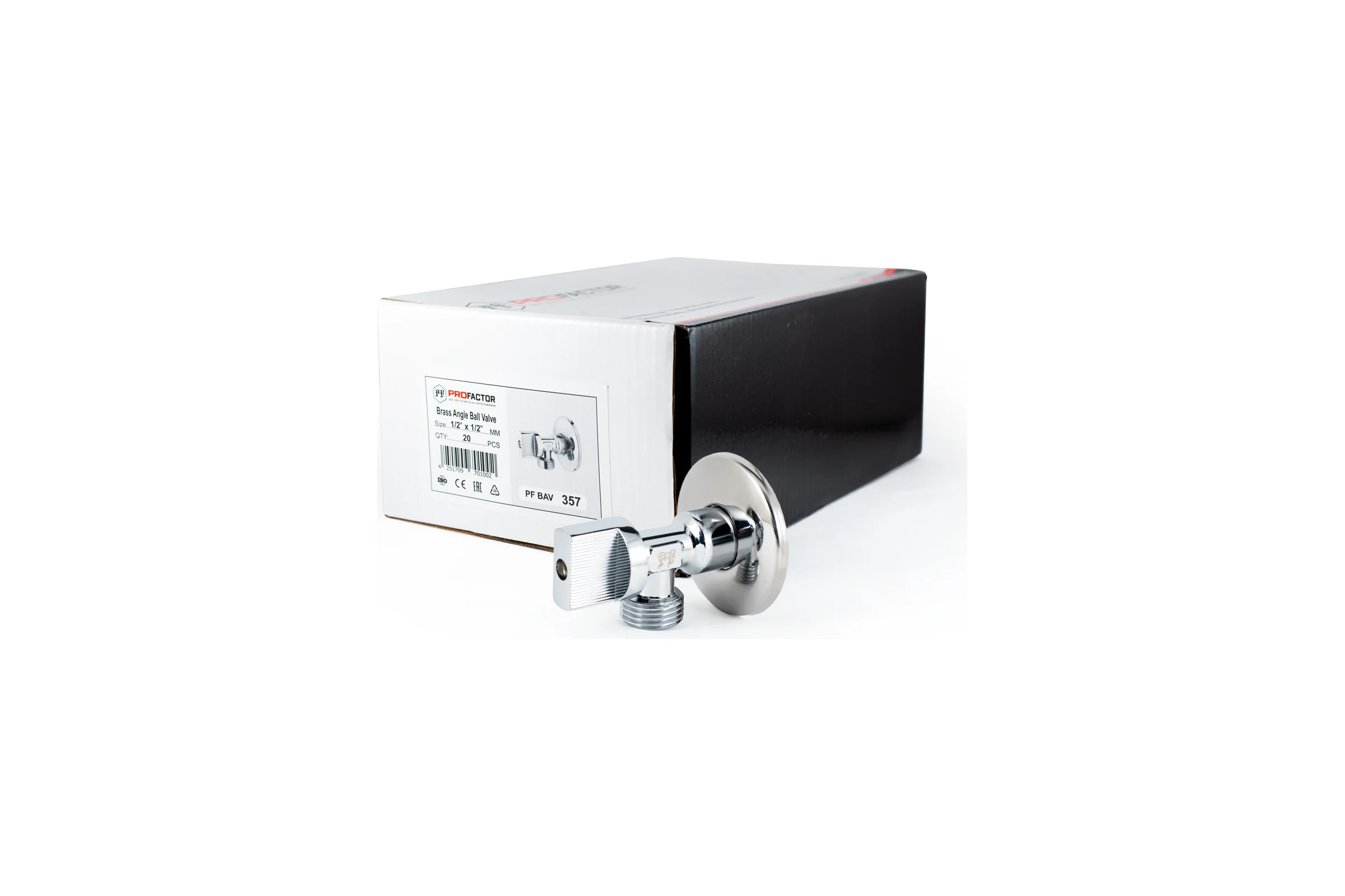 Угловой шаровой кран для бытовой техники PROFACTOR PF CHROME н/н 1/2 дюйма х 1/2 дюйма PF BAV 357