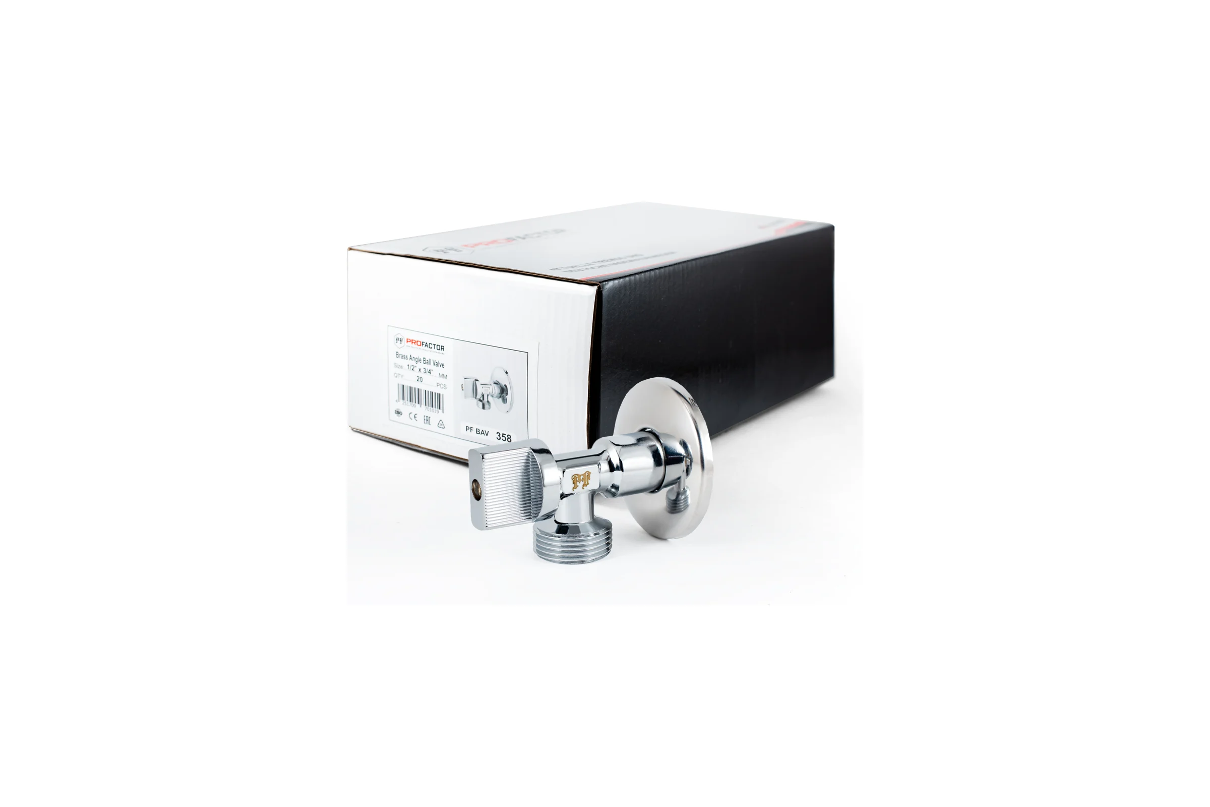 Угловой шаровой кран для бытовой техники PROFACTOR PF CHROME н/н 1/2 дюйма х 3/4 дюйма PF BAV 358