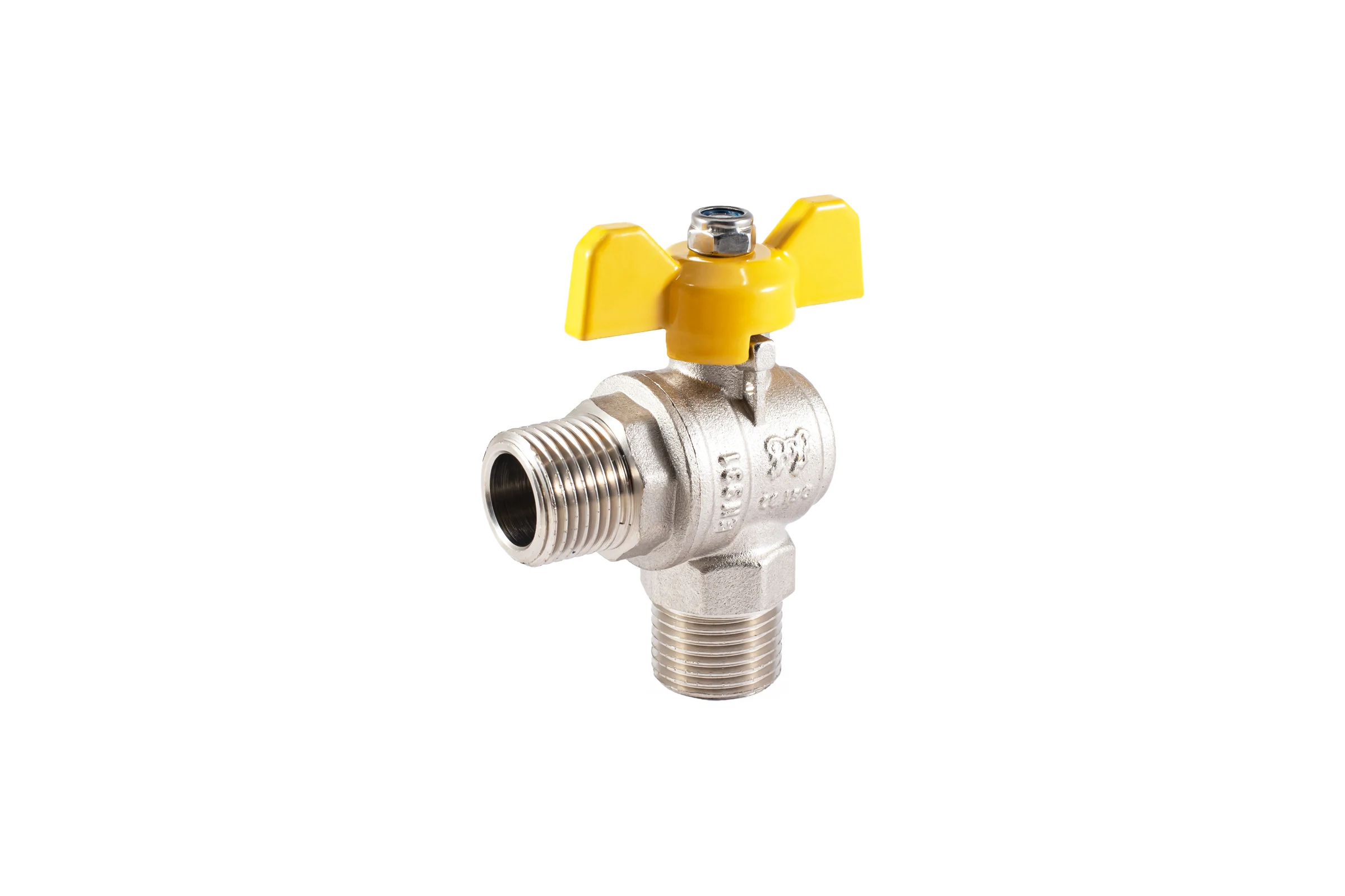 Шаровой кран PROFACTOR угловой для газа PF GAS ручка бабочка, н/н 1/2 дюйма PF GBV 336M