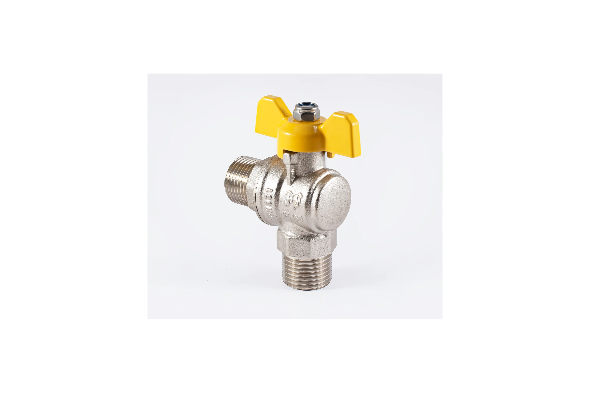 Шаровой кран PROFACTOR угловой для газа PF GAS ручка бабочка, н/н 1/2 дюйма PF GBV 336M