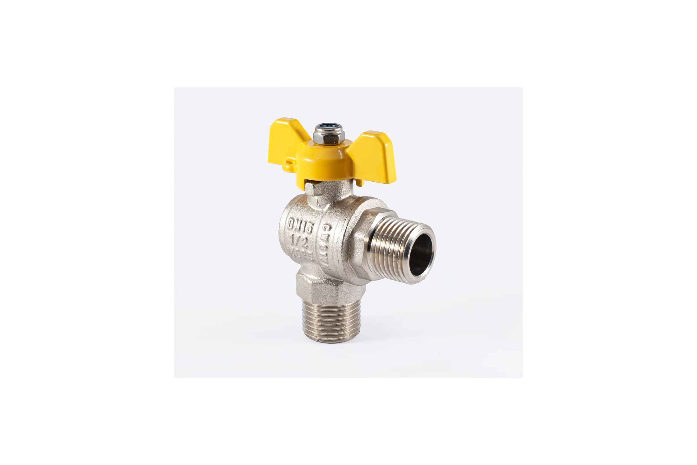 Шаровой кран PROFACTOR угловой для газа PF GAS ручка бабочка, н/н 1/2 дюйма PF GBV 336M