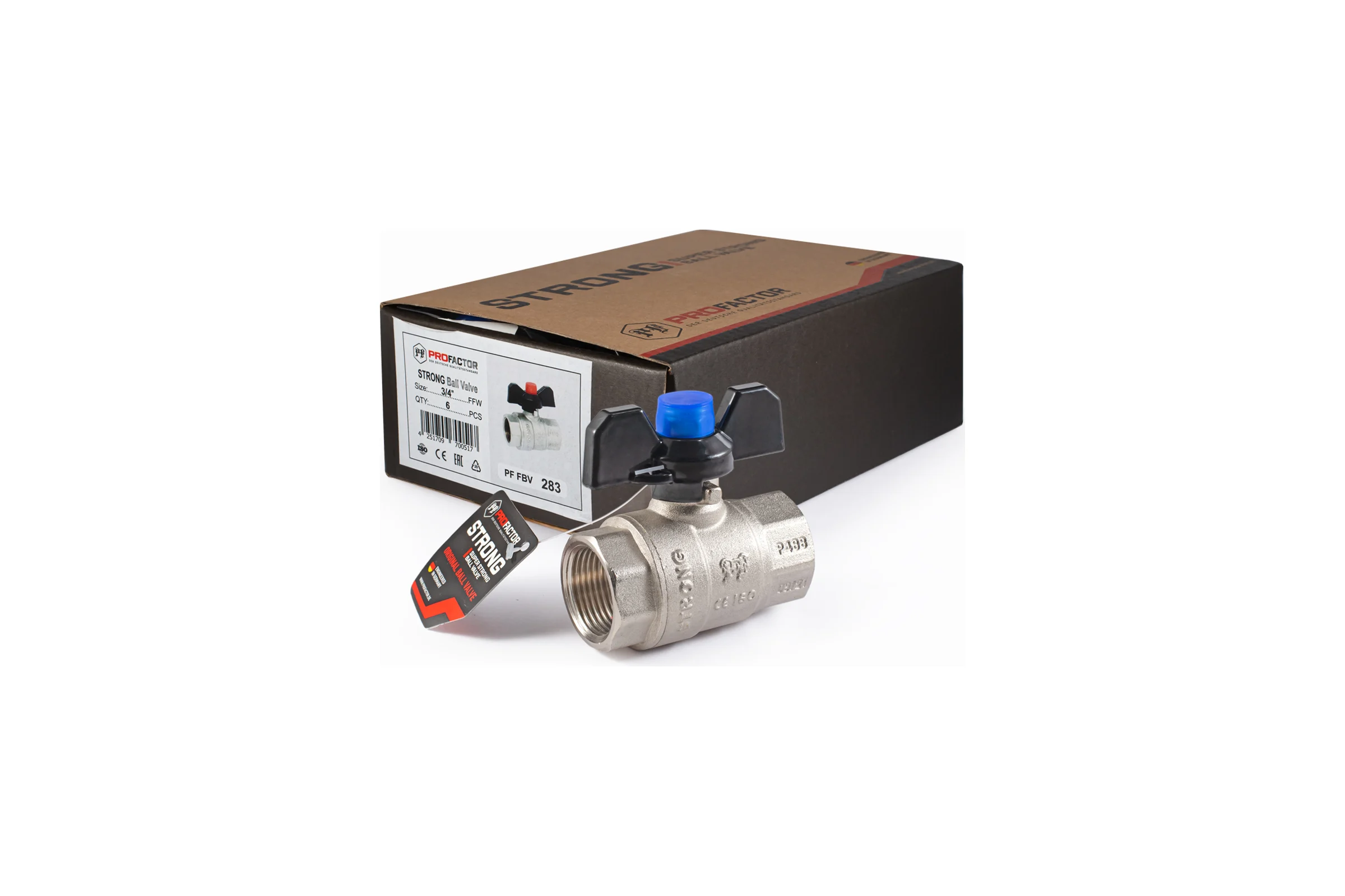 Шаровой кран PROFACTOR PF STRONG ручка бабочка, в/в 3/4 дюйма PF FBV 283