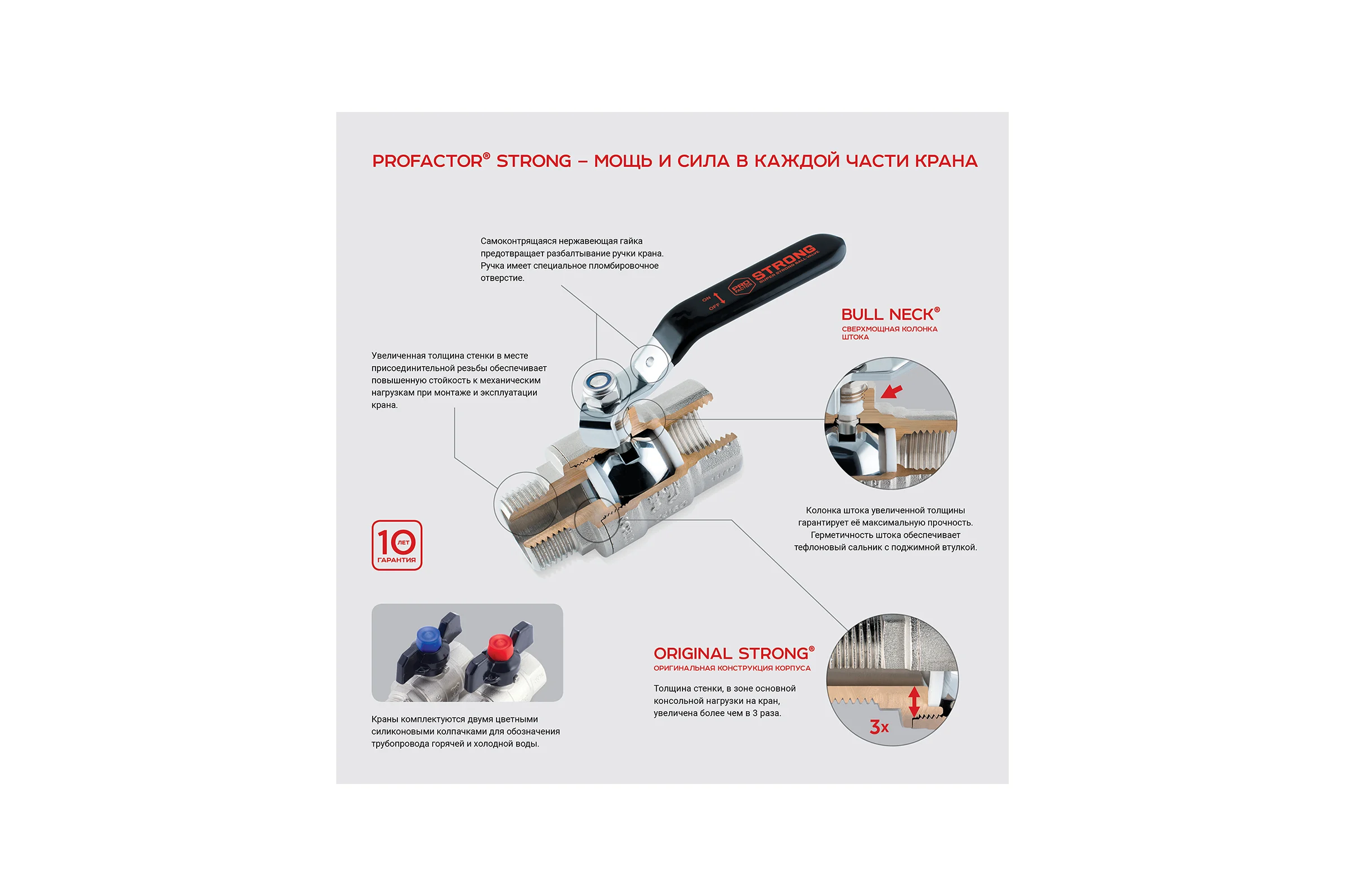 Шаровой кран PROFACTOR с полусгоном PF STRONG ручка бабочка  в/н 1 дюйм PF UBV 280