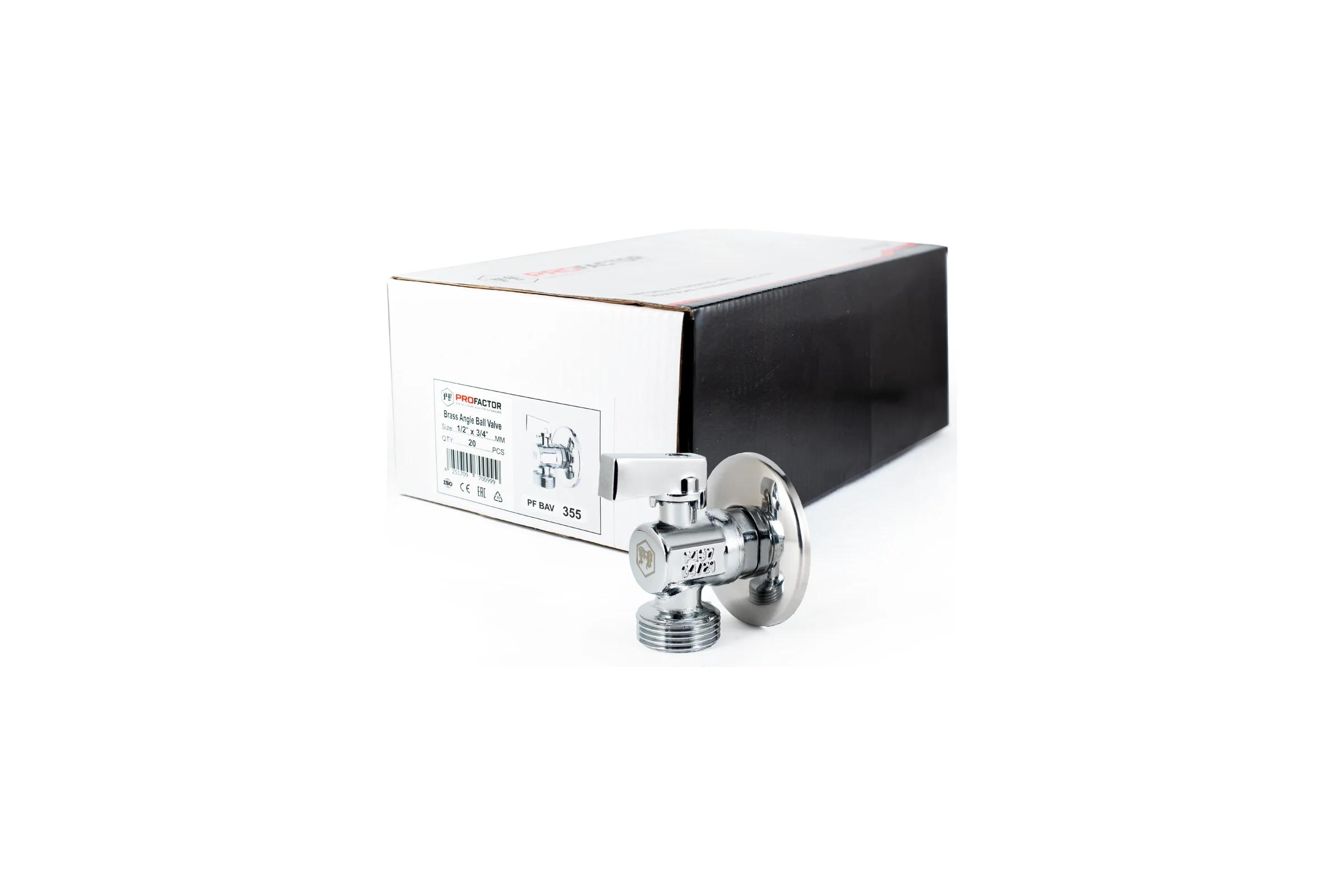 Угловой шаровой кран PROFACTOR PF CHROME ручка флажок, н/н 1/2 дюйма х 3/4 дюйма PF BAV 355