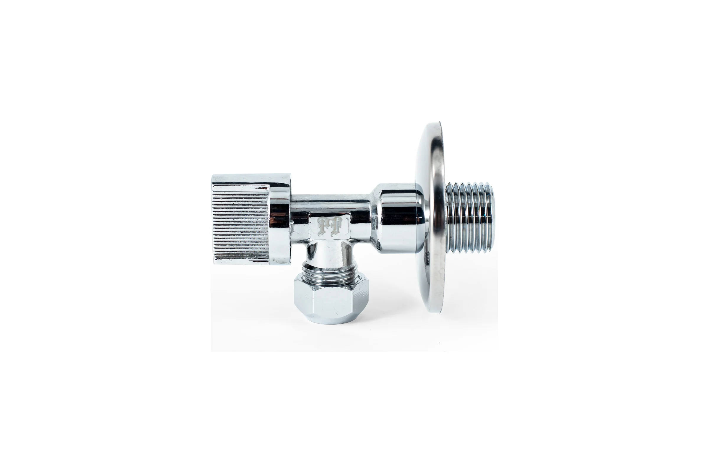 Угловой шаровой кран для бытовой техники PROFACTOR PF CHROME н/цанга 1/2 дюйма х 10 мм PF BAV 357C