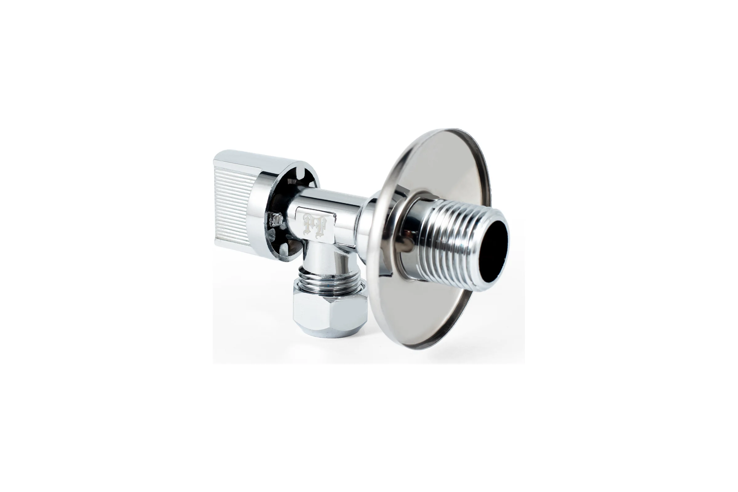 Угловой шаровой кран для бытовой техники PROFACTOR PF CHROME н/цанга 1/2 дюйма х 10 мм PF BAV 357C