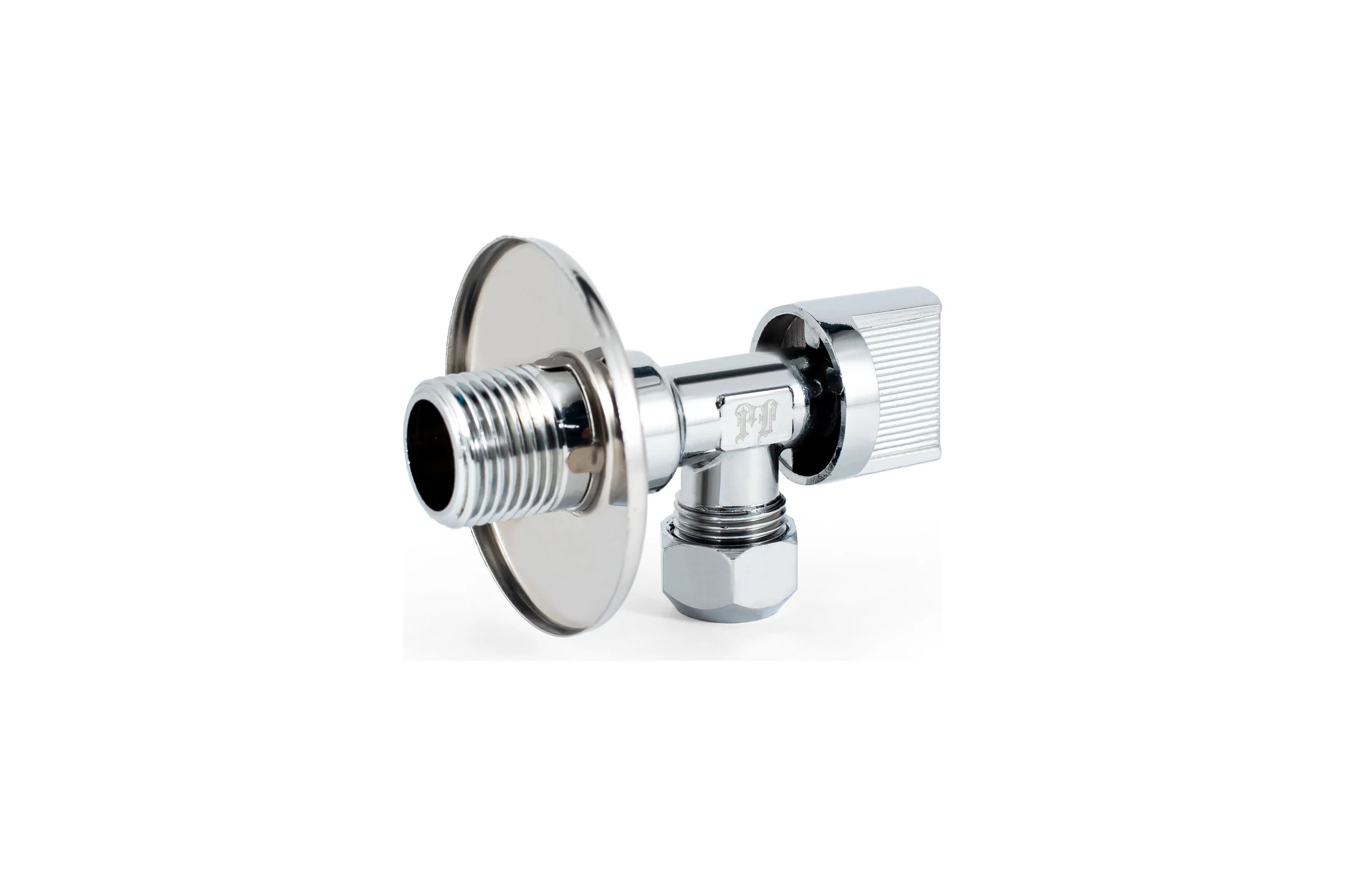 Угловой шаровой кран для бытовой техники PROFACTOR PF CHROME н/цанга 1/2 дюйма х 10 мм PF BAV 357C