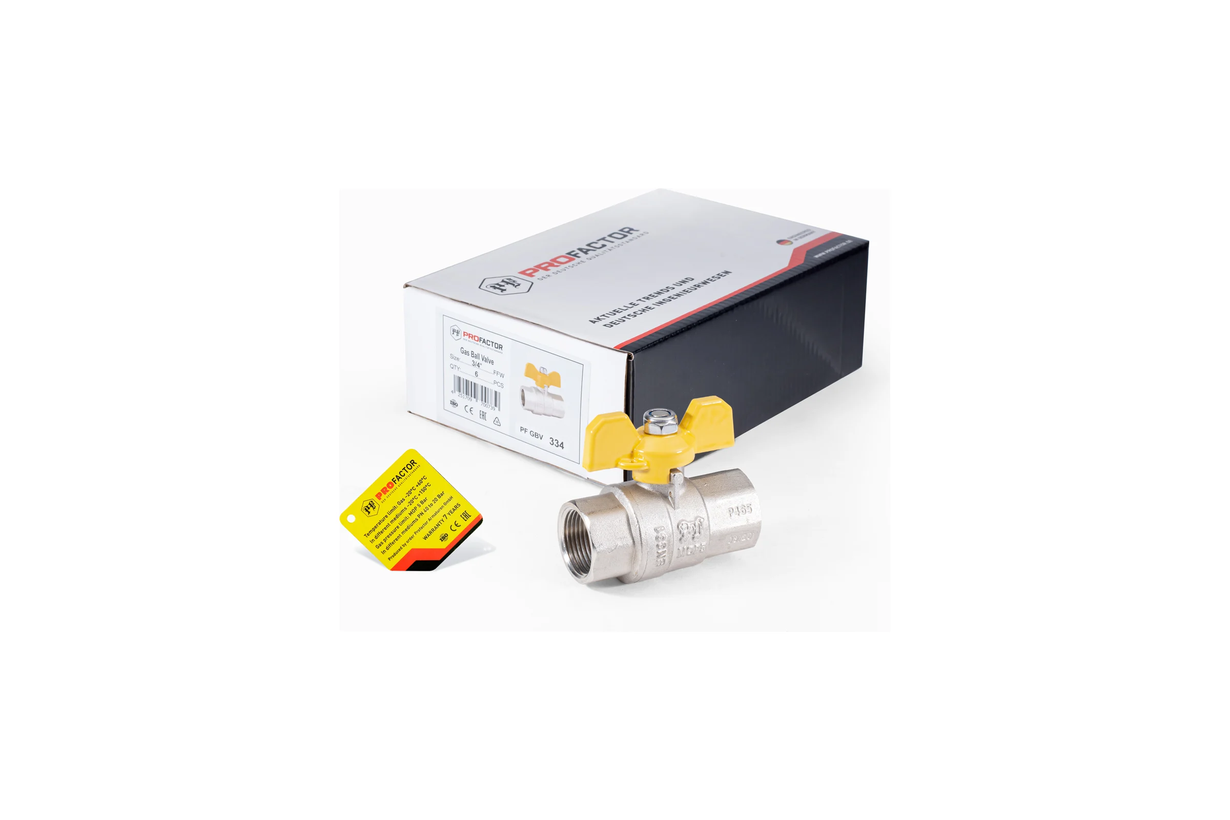 Шаровой кран для газа PROFACTOR PF GAS ручка бабочка, в/в 3/4 дюйма PF GBV 334