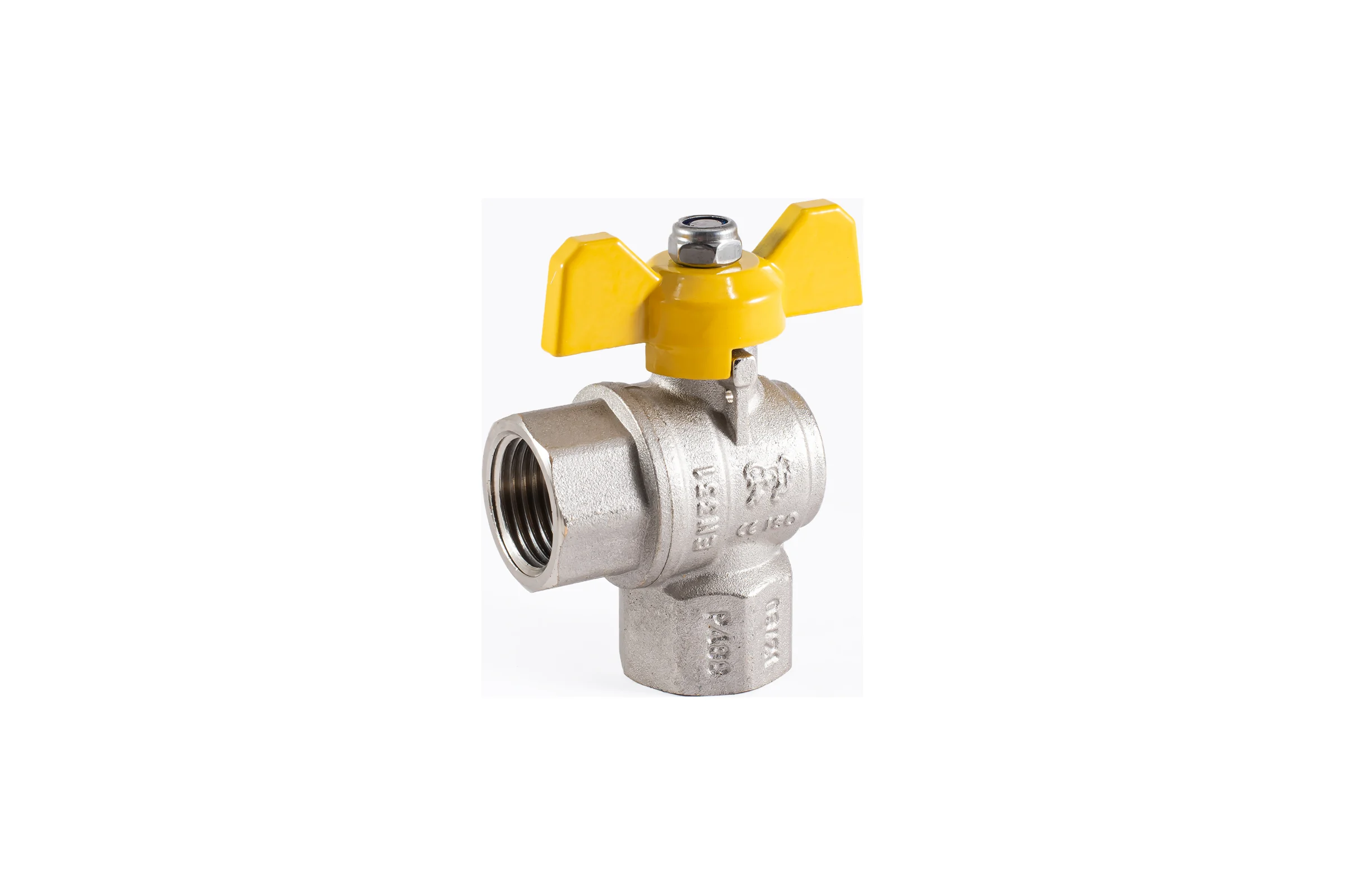 Шаровой угловой кран для газа PROFACTOR PF GAS ручка бабочка, в/в 1/2 дюйма PF GBV 333A
