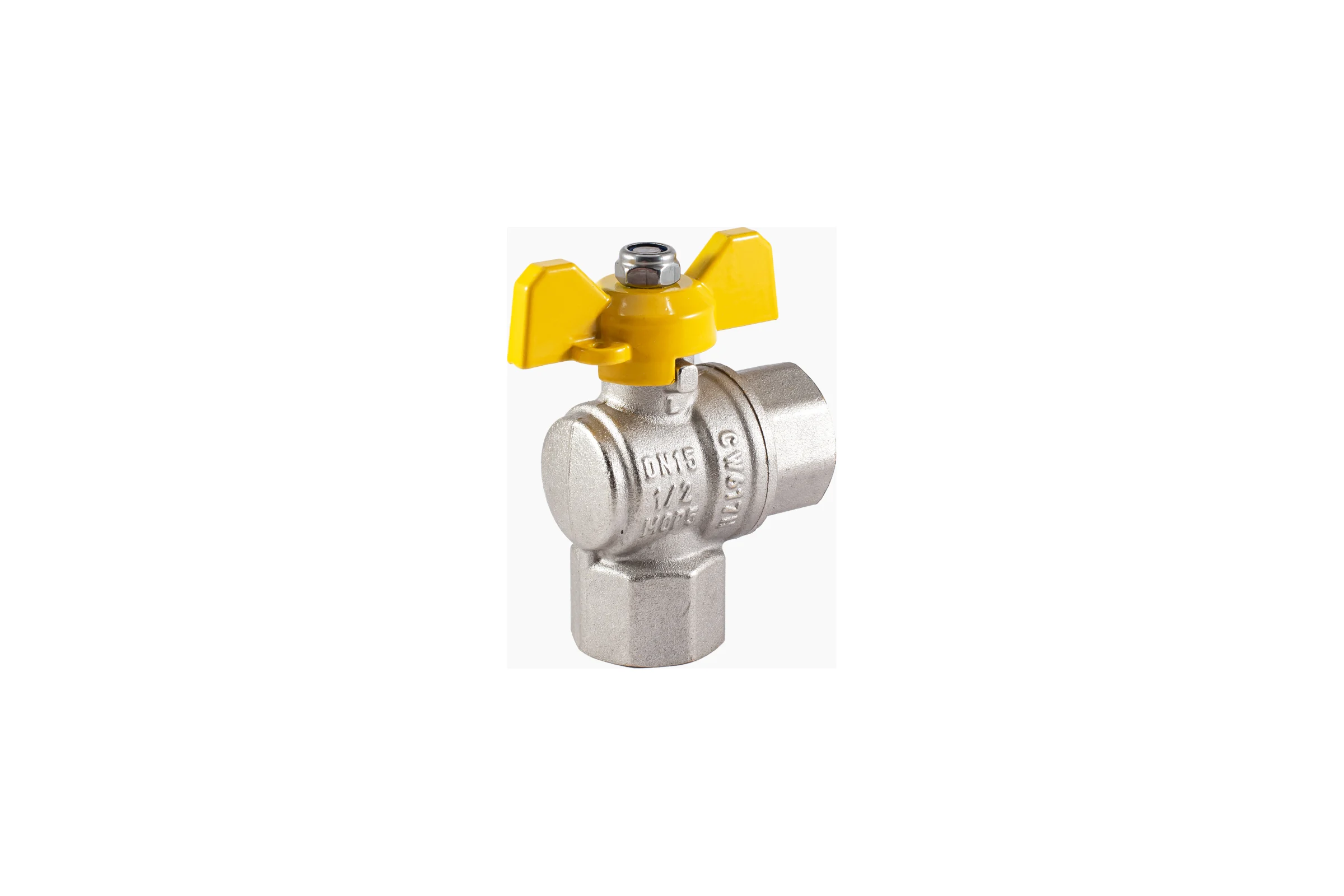 Шаровой угловой кран для газа PROFACTOR PF GAS ручка бабочка, в/в 1/2 дюйма PF GBV 333A