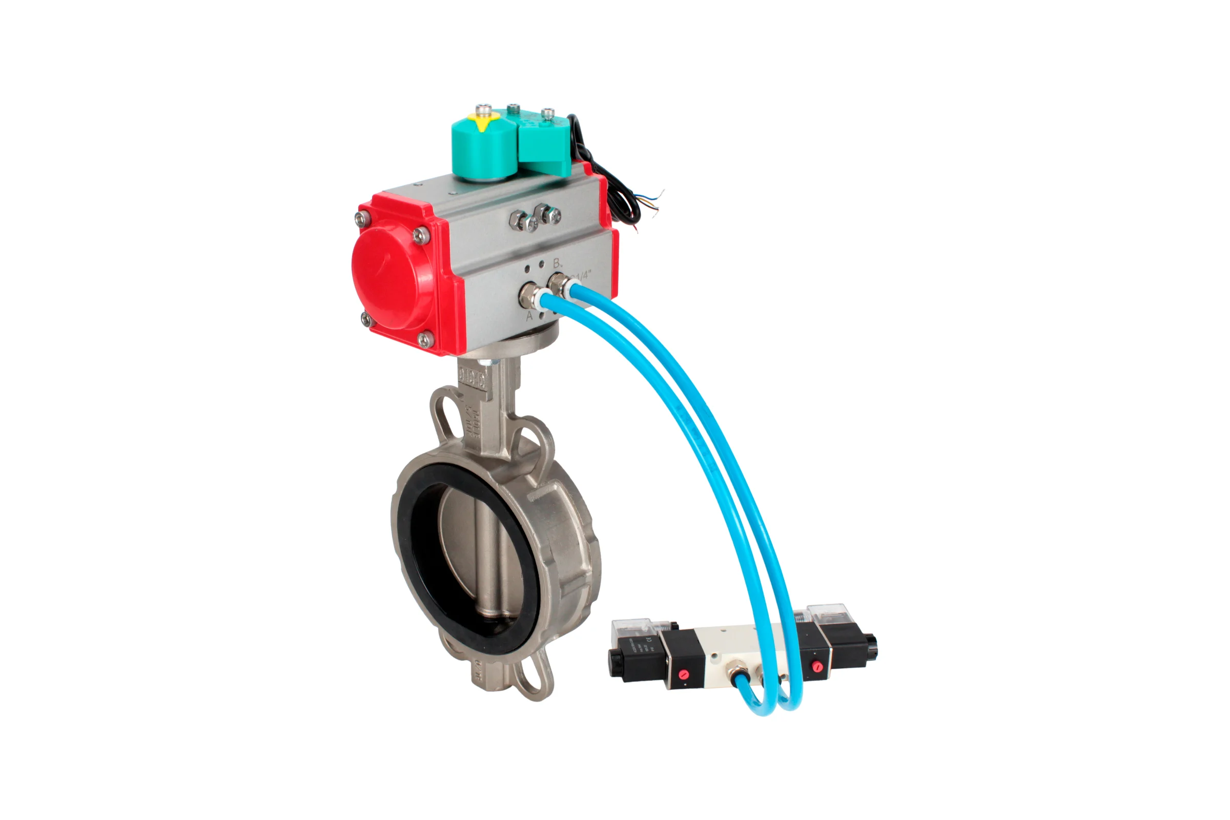 Затвор дисковый 316L-316L-EPDM Ду125 Ру16, пневмопривод DA-105, пневмораспределитель (2EM) 220VAC, магнитный переключатель МППП-200 DN.ru D050-84872