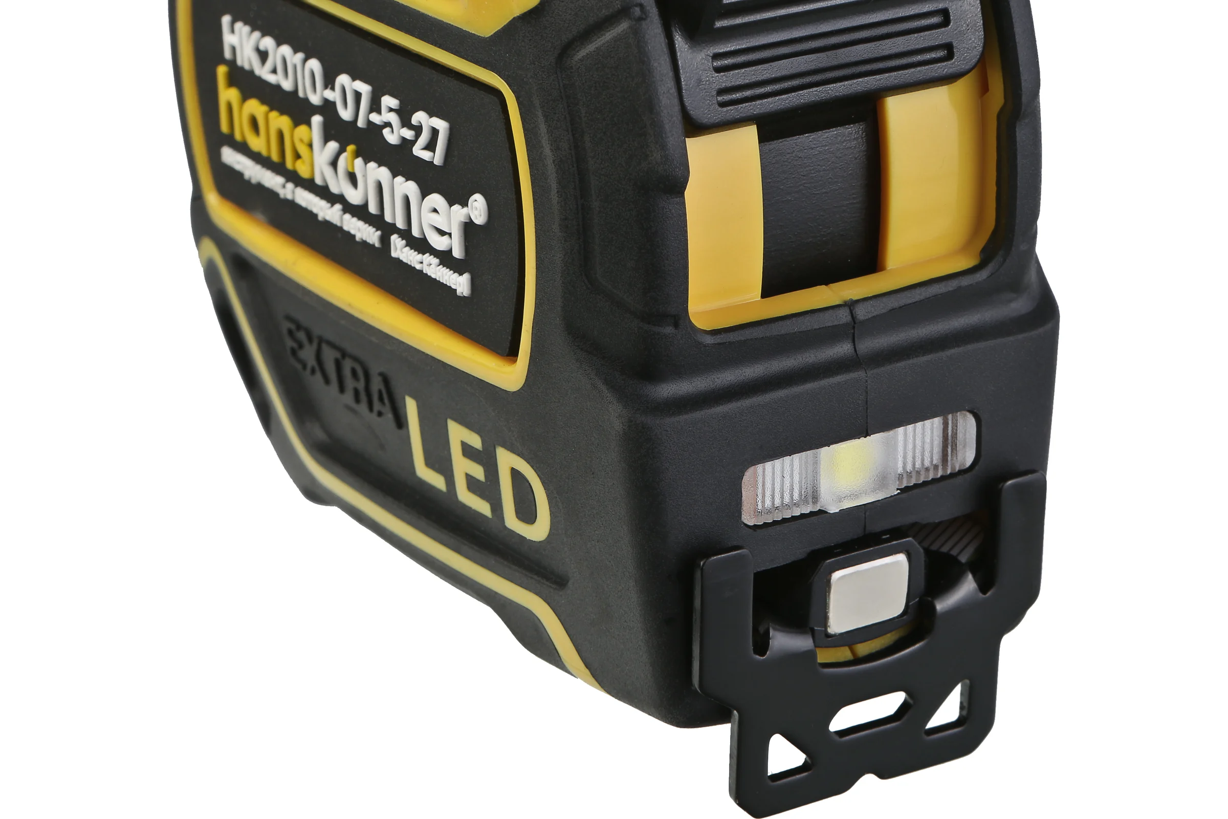 Рулетка Hanskonner 5x27мм, двухстор., нейлон, супермощный магнит, LED фонарь HK2010-07-5-27