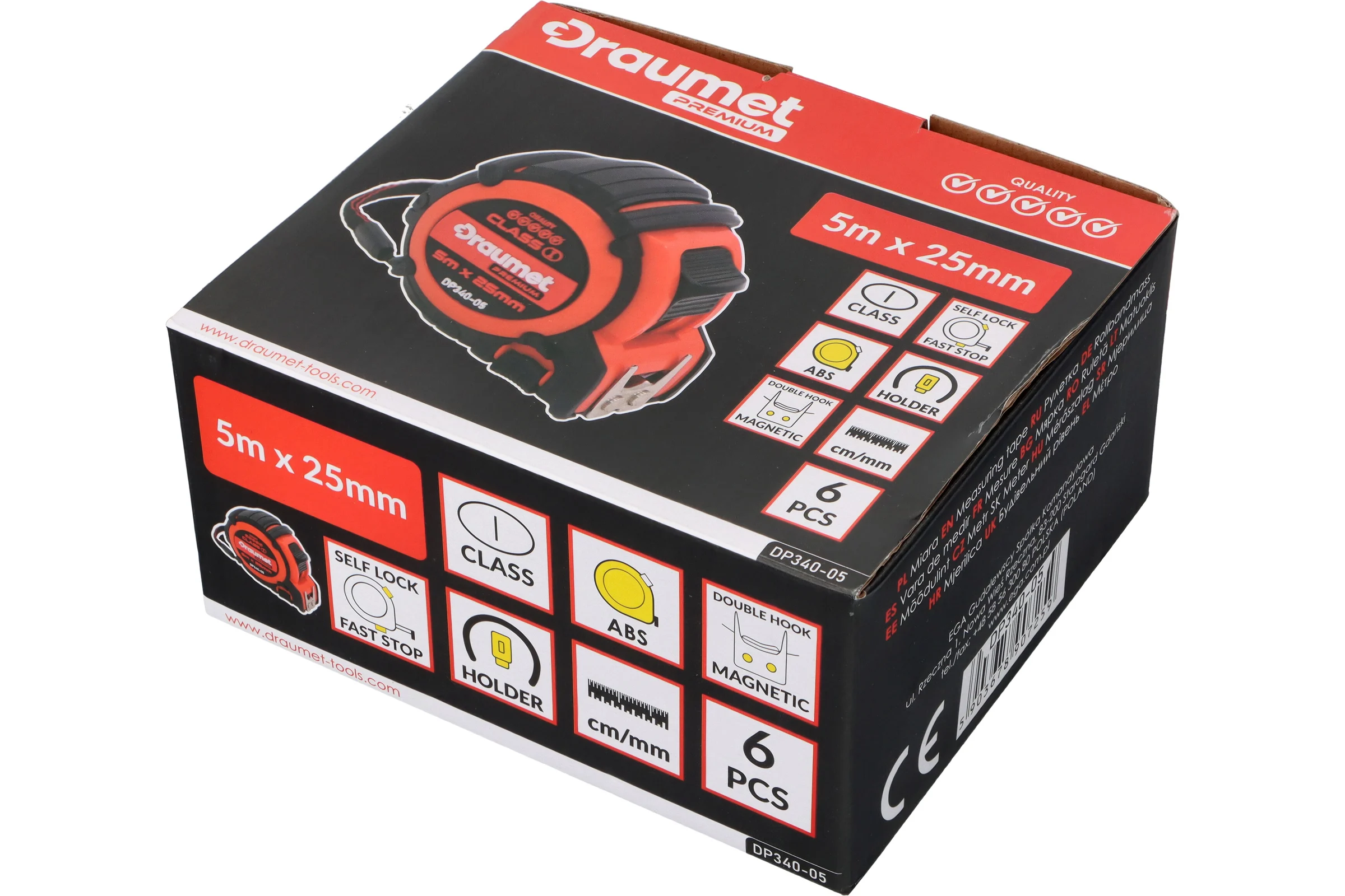 Рулетка обрезиненная DRAUMET PREMIUM 5 м x 25 мм DP340-05