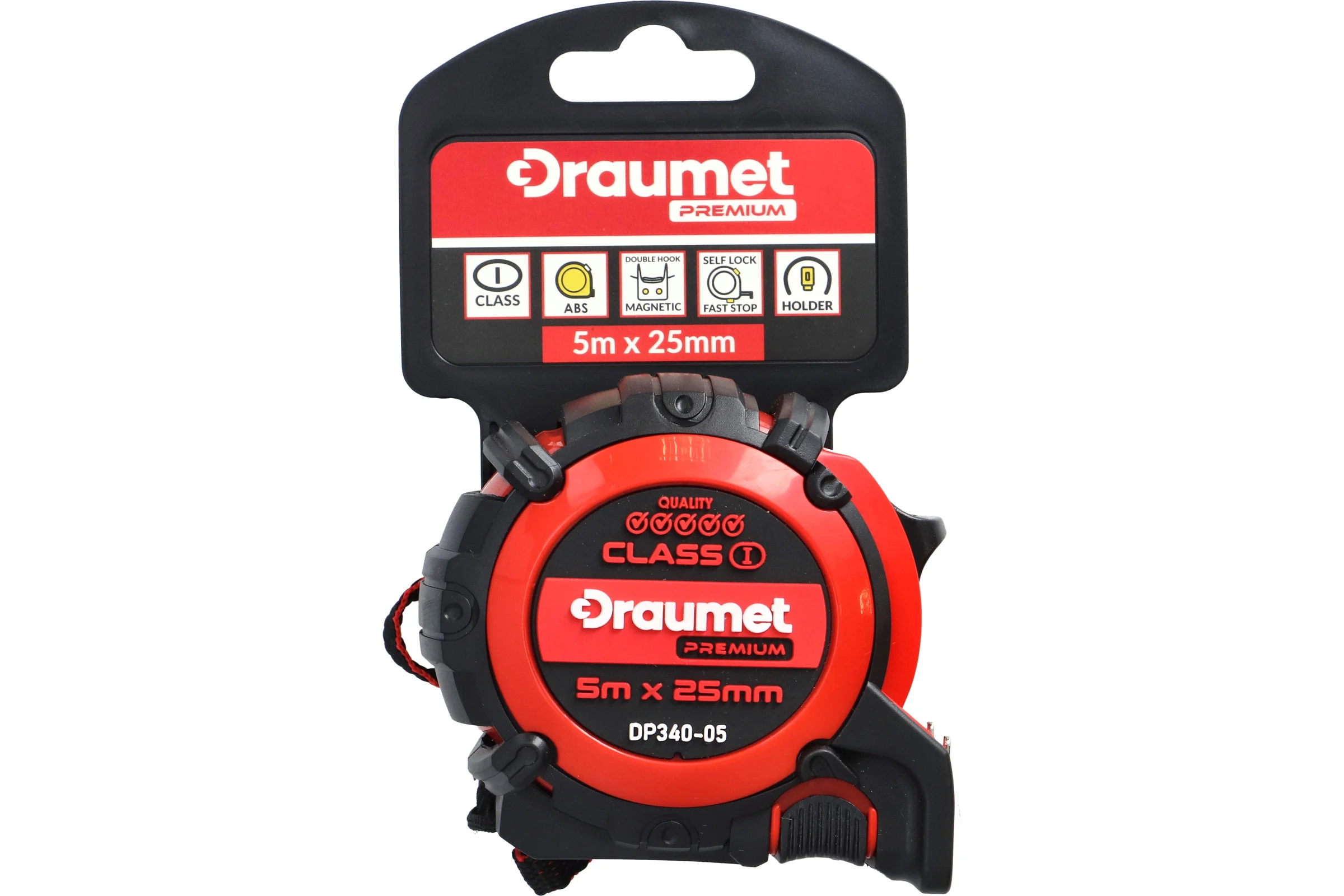 Рулетка обрезиненная DRAUMET PREMIUM 5 м x 25 мм DP340-05