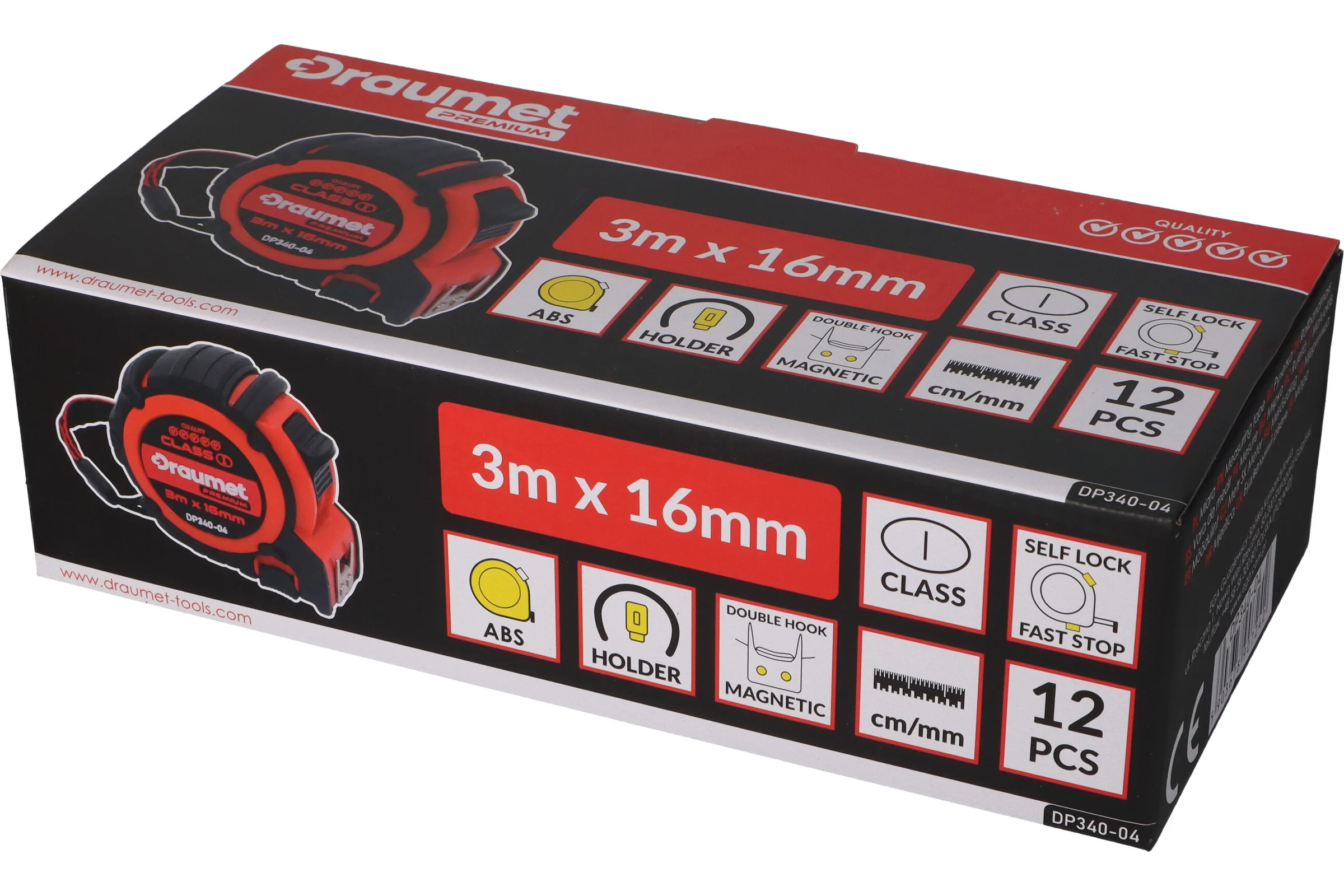Рулетка обрезиненная DRAUMET PREMIUM 3 м x 16 мм DP340-04