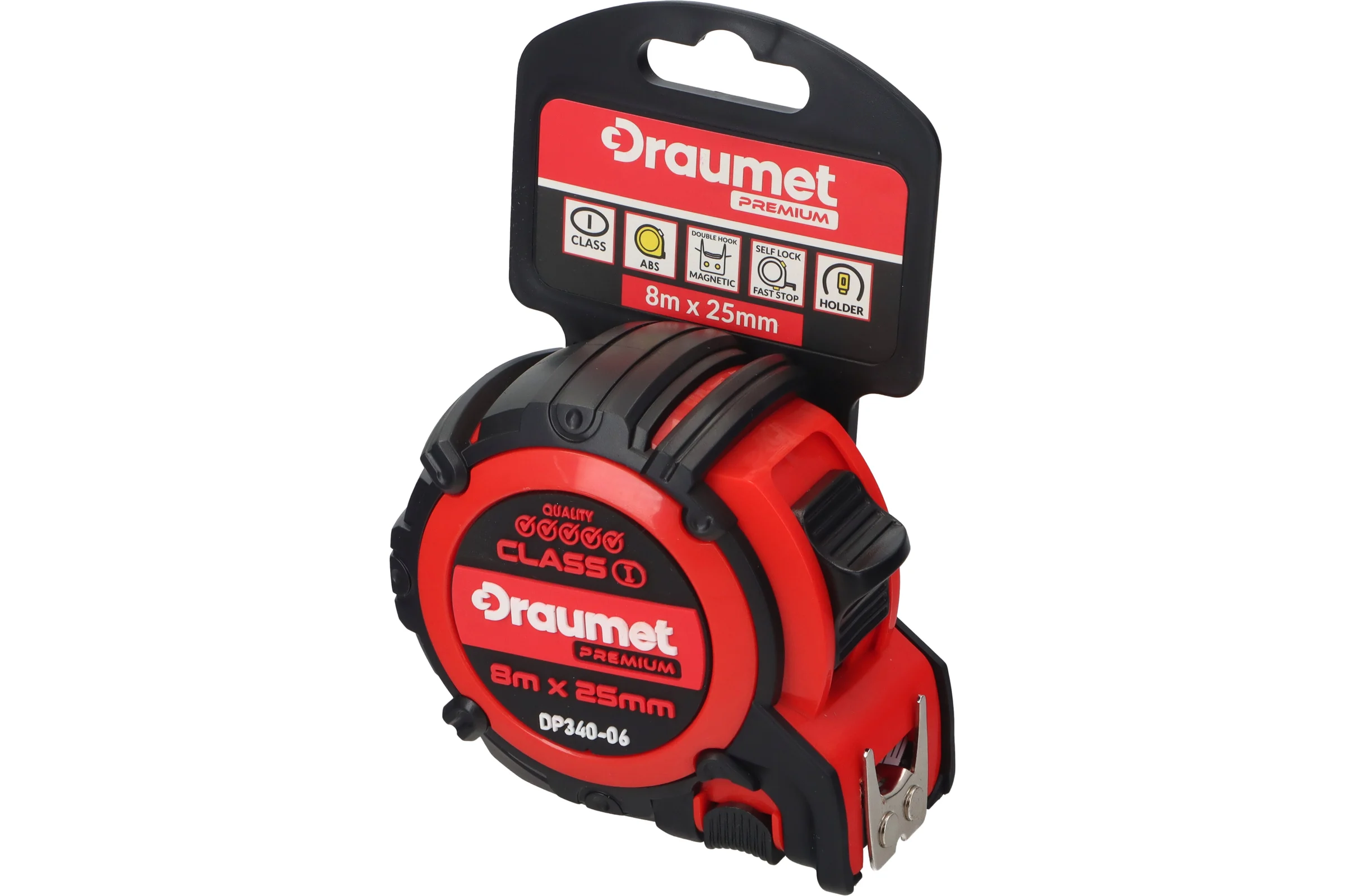 Рулетка обрезиненная DRAUMET PREMIUM 8 м x 25 мм DP340-06