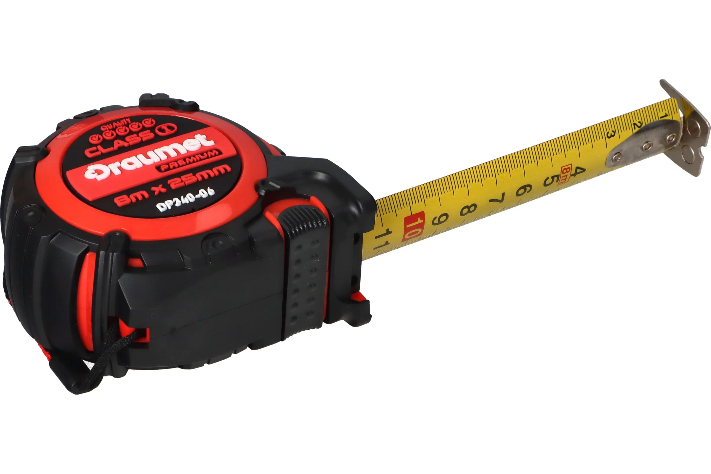 Рулетка обрезиненная DRAUMET PREMIUM 8 м x 25 мм DP340-06