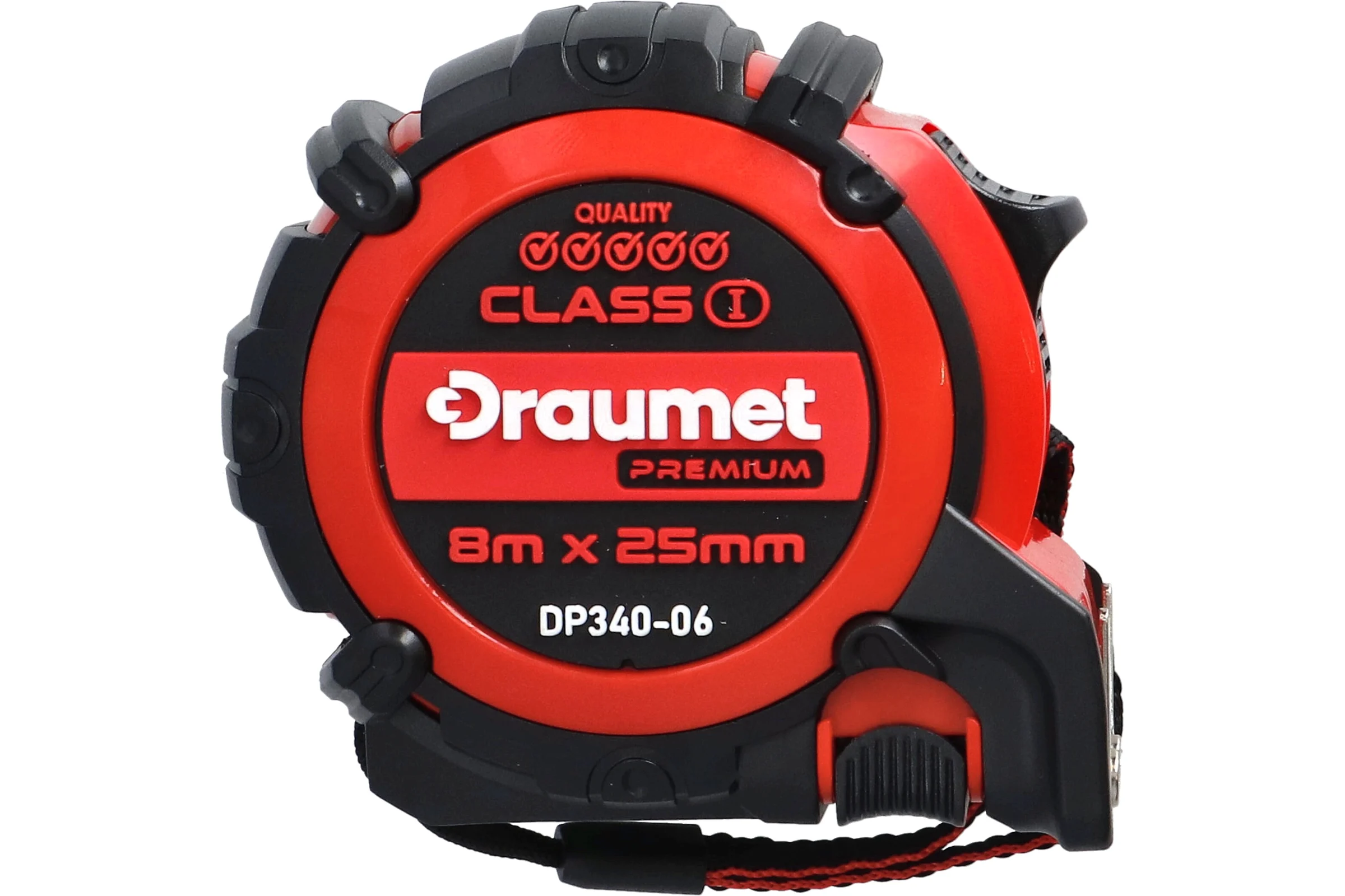 Рулетка обрезиненная DRAUMET PREMIUM 8 м x 25 мм DP340-06