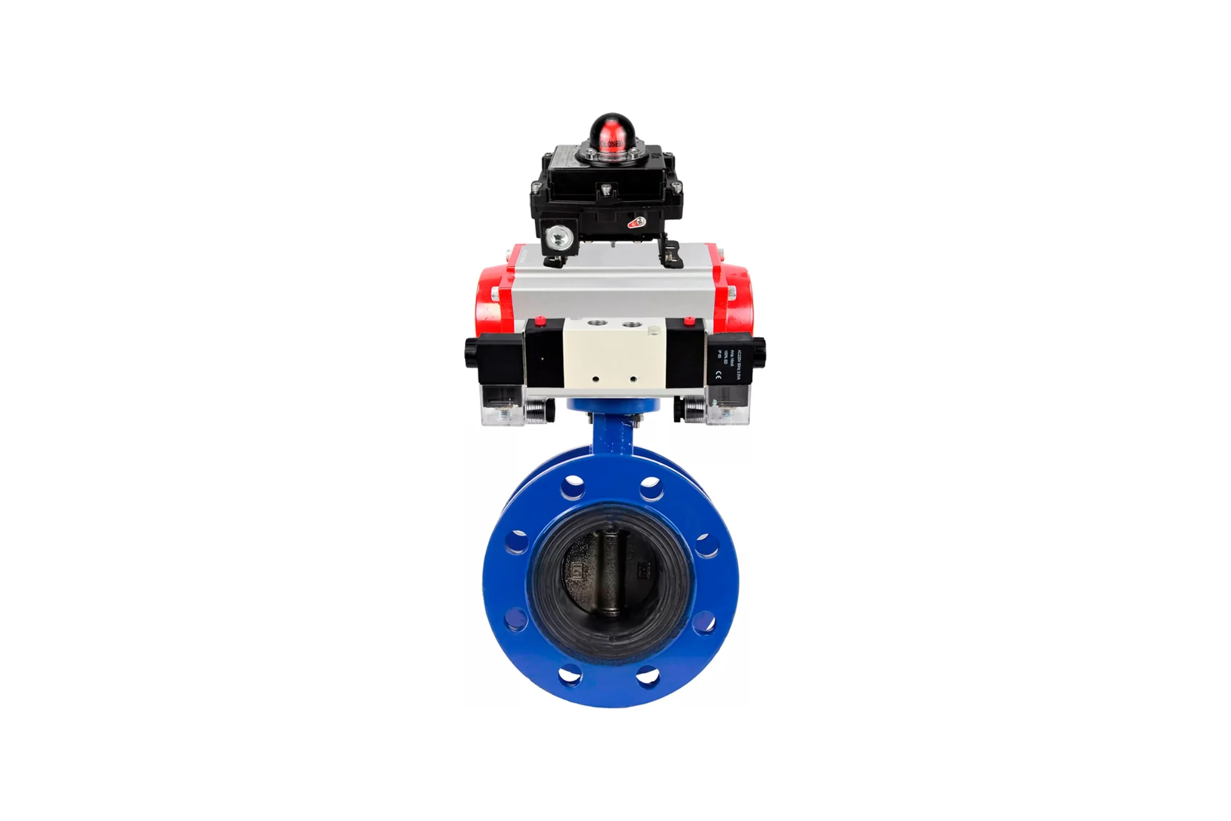 Затвор дисковый DN.ru GGG40-304-EPDM-2W-F-H Ду100 Ру16 пневмопривод SA-140, пневмораспределитель (2EM) 220VAC, БКВ LSB-410 D050-56216