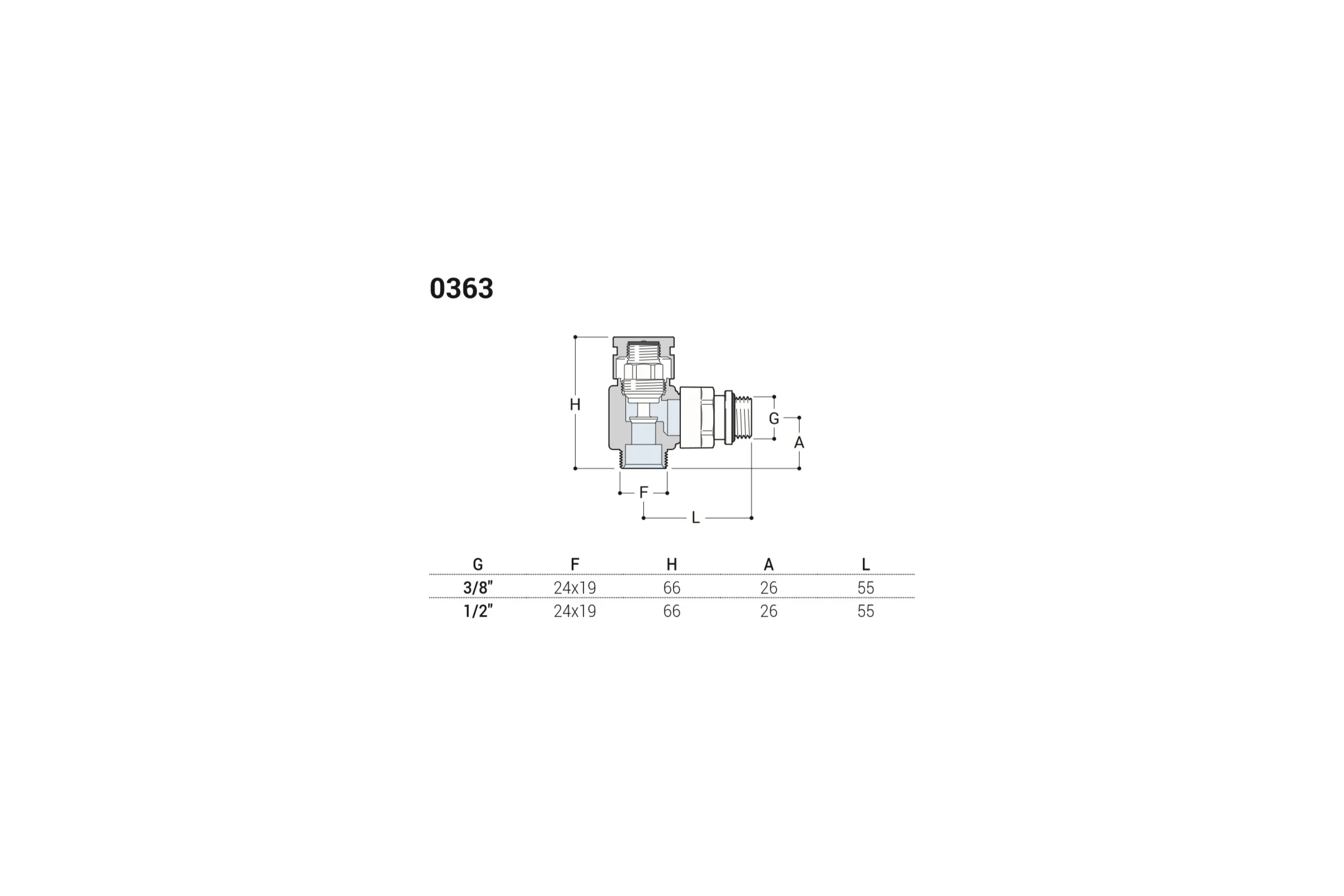 Угловой запорный клапан SR Rubinetterie Prestige & Minimal 1/2 x 24/19, белый 0363-1500VCPA