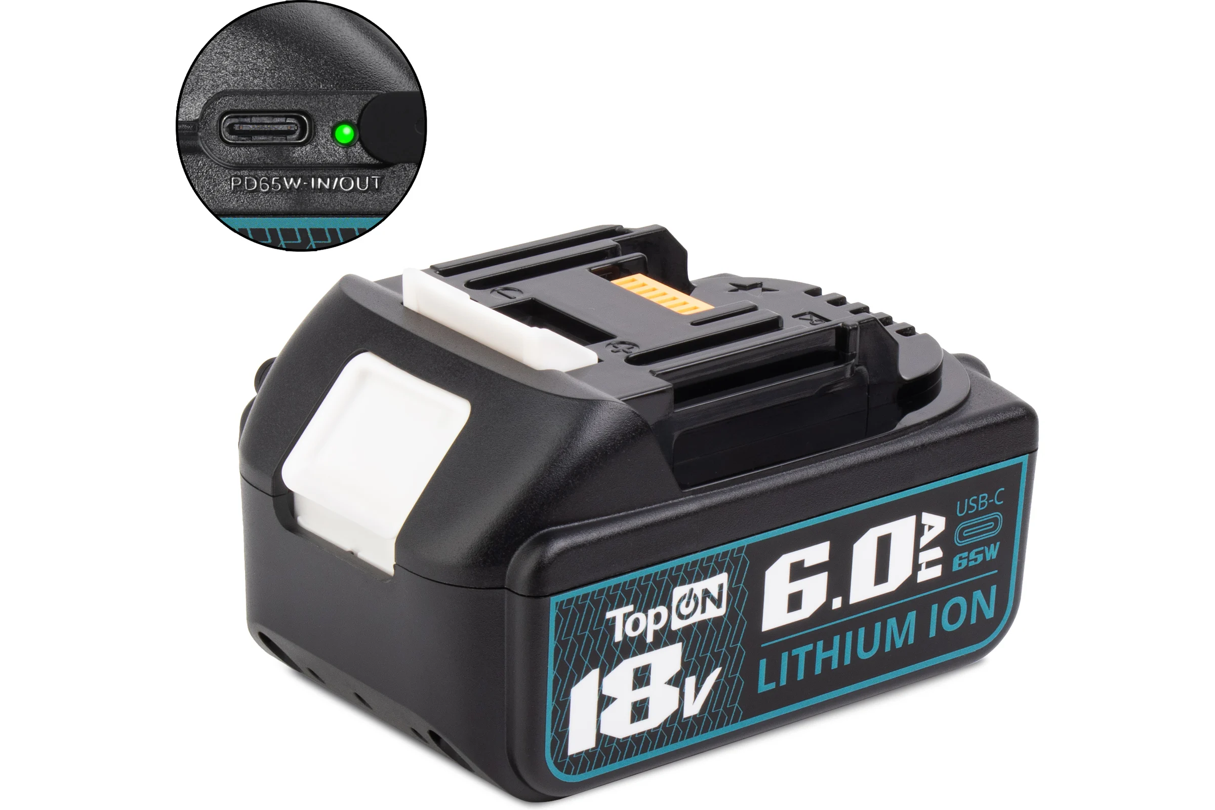 Аккумулятор TopOn BL1850B 18V 6.0Ah (Li-ion) с USB портом. PN: 197280-8 TOP-MAK-18-6.0-USB