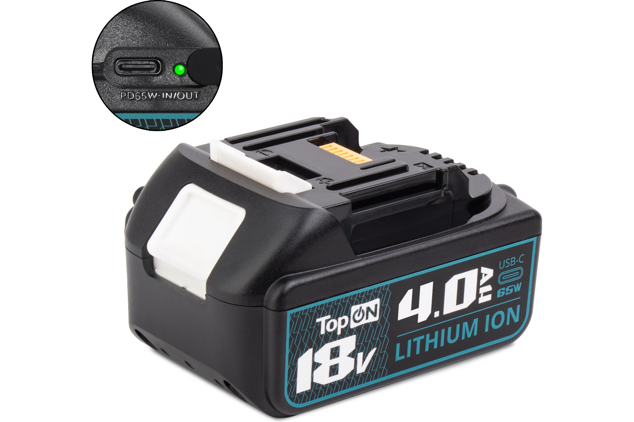 Аккумулятор TopOn BL1850B 18V 4.0Ah (Li-ion) с USB портом. PN: 197280-8 TOP-MAK-18-4.0-USB