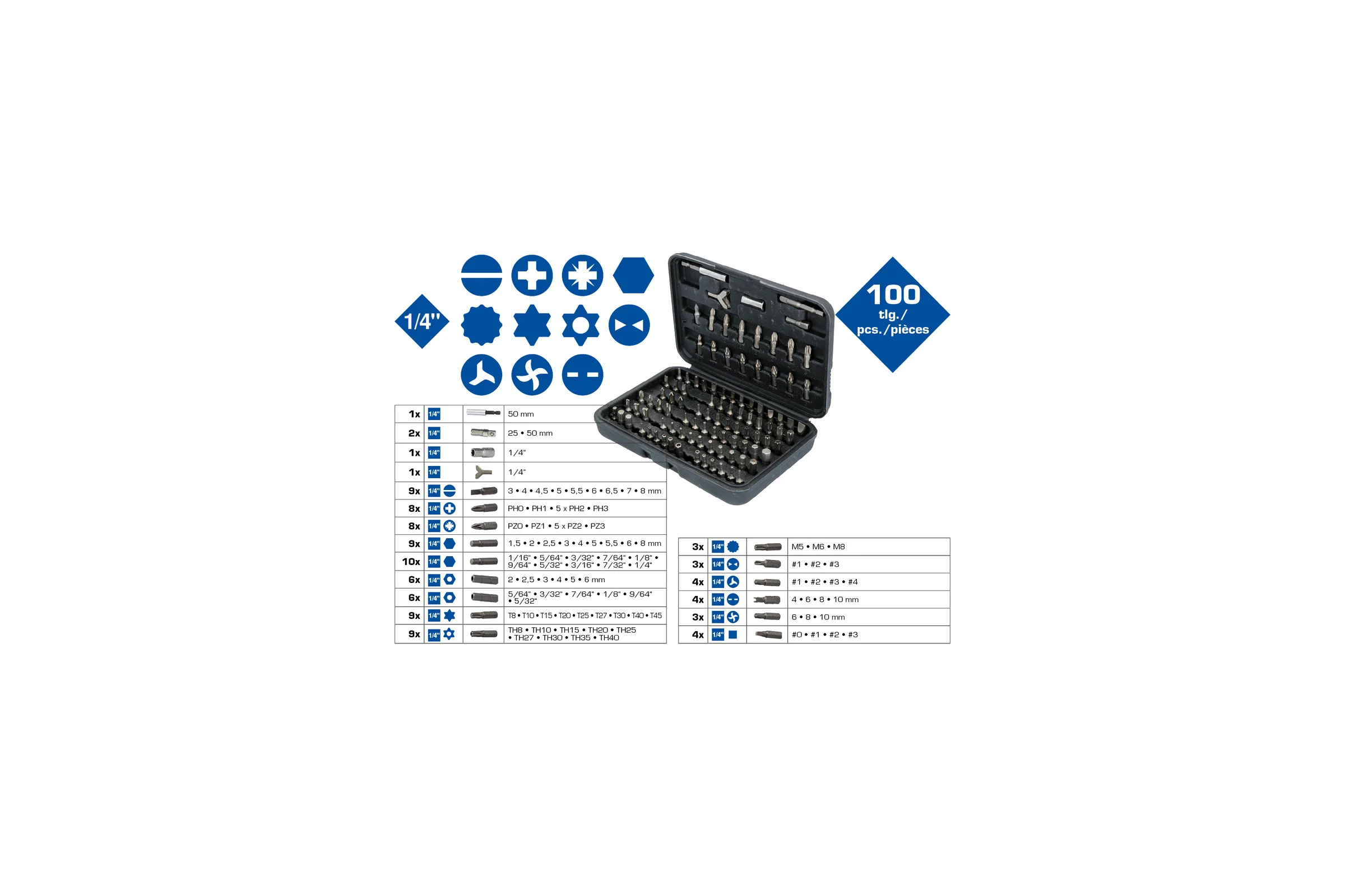 Набор бит 1/4" 100 шт Brilliant Tools BT053100