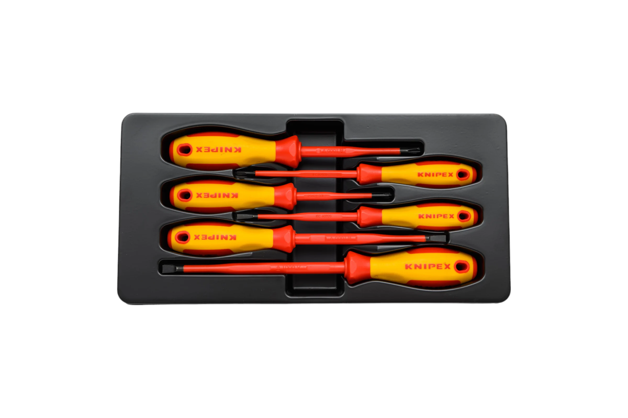 Набор тонких отверток Knipex VDE 1000V, 6 пр.: SL3/4/5.5/6.5 шлиц., PH1/2 крест., KN-002012V02