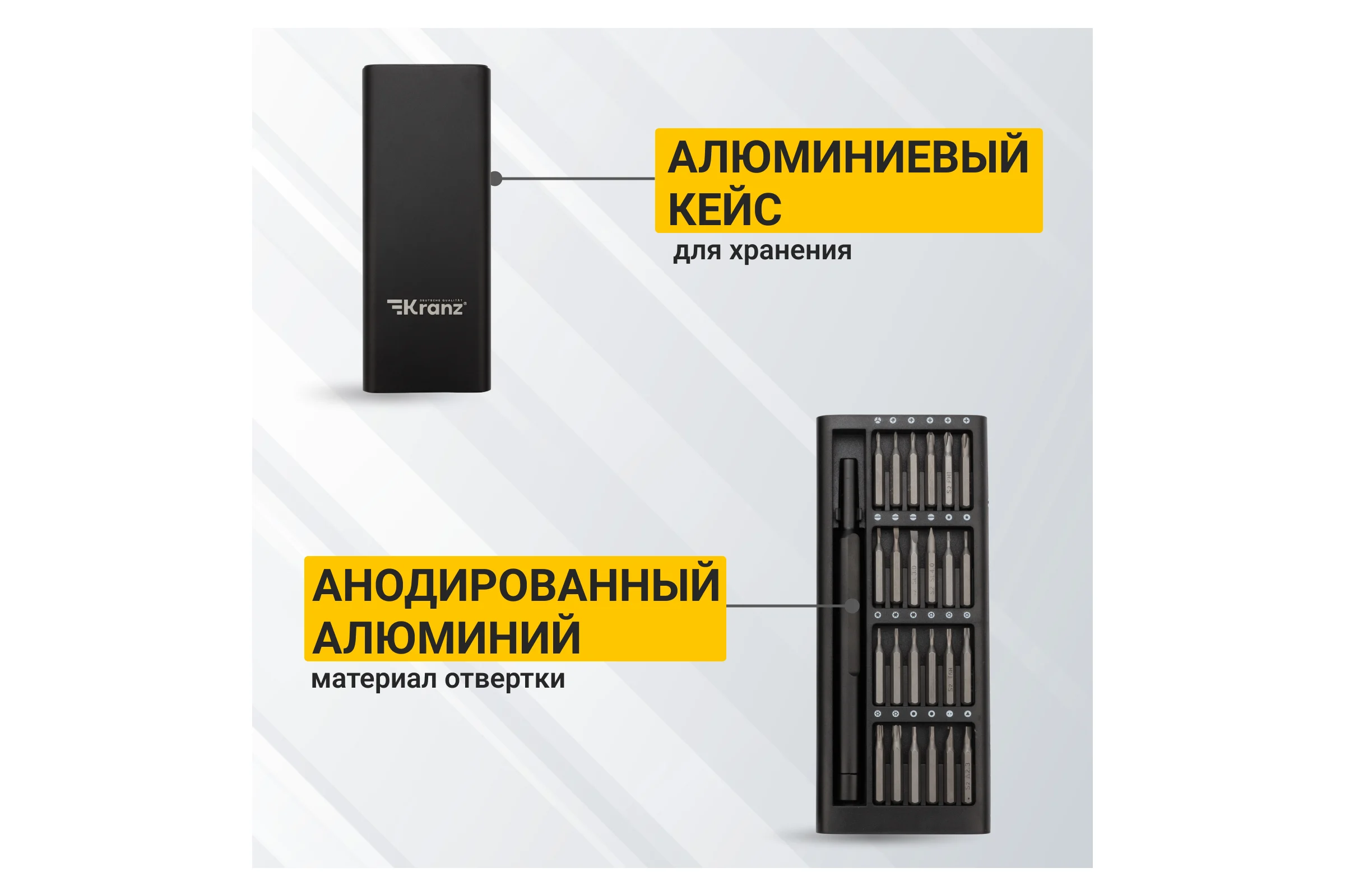 Набор отверток для точных работ Kranz RA-03, 25 предметов KR-12-4753