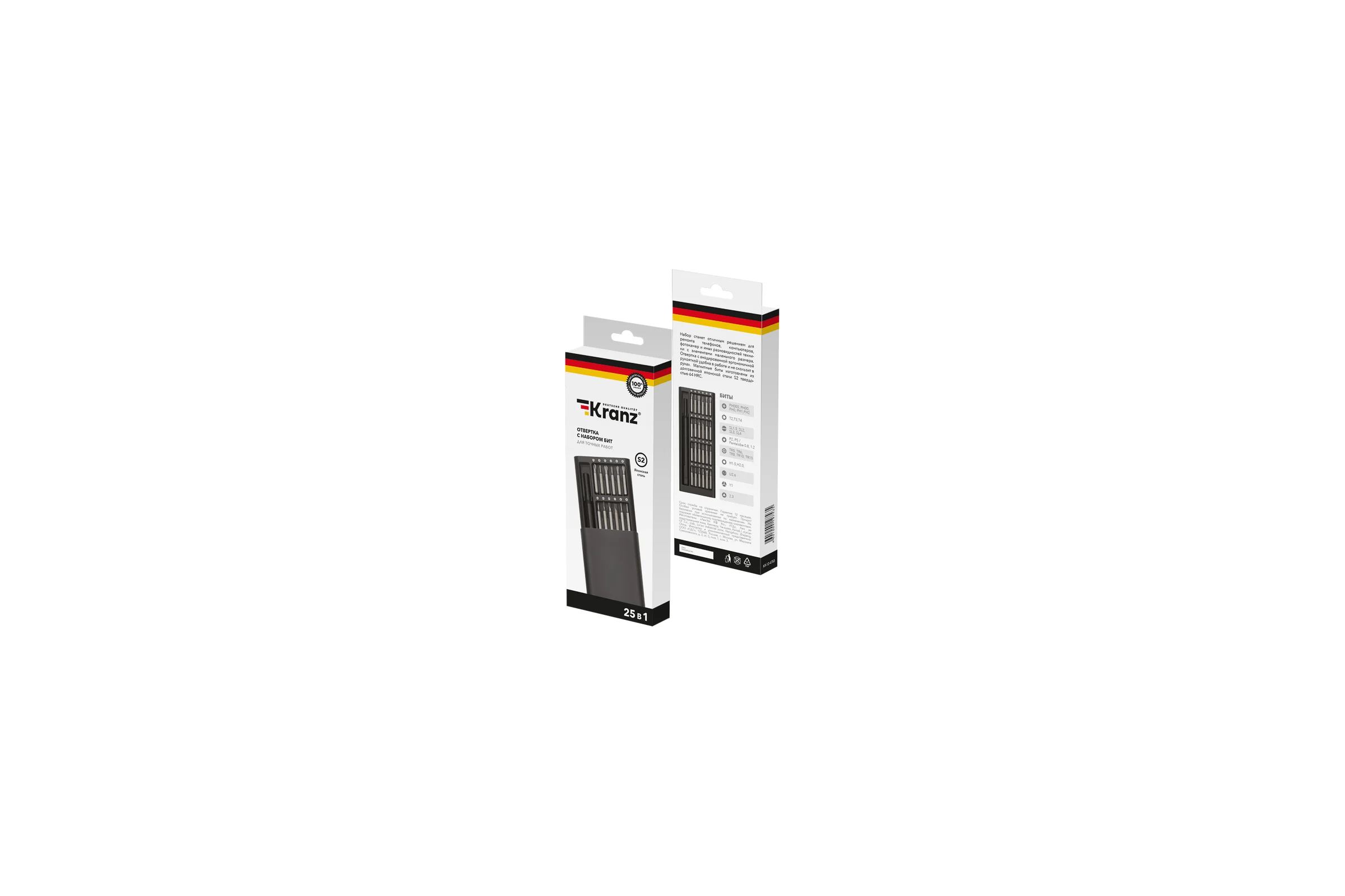 Набор отверток для точных работ Kranz RA-03, 25 предметов KR-12-4753