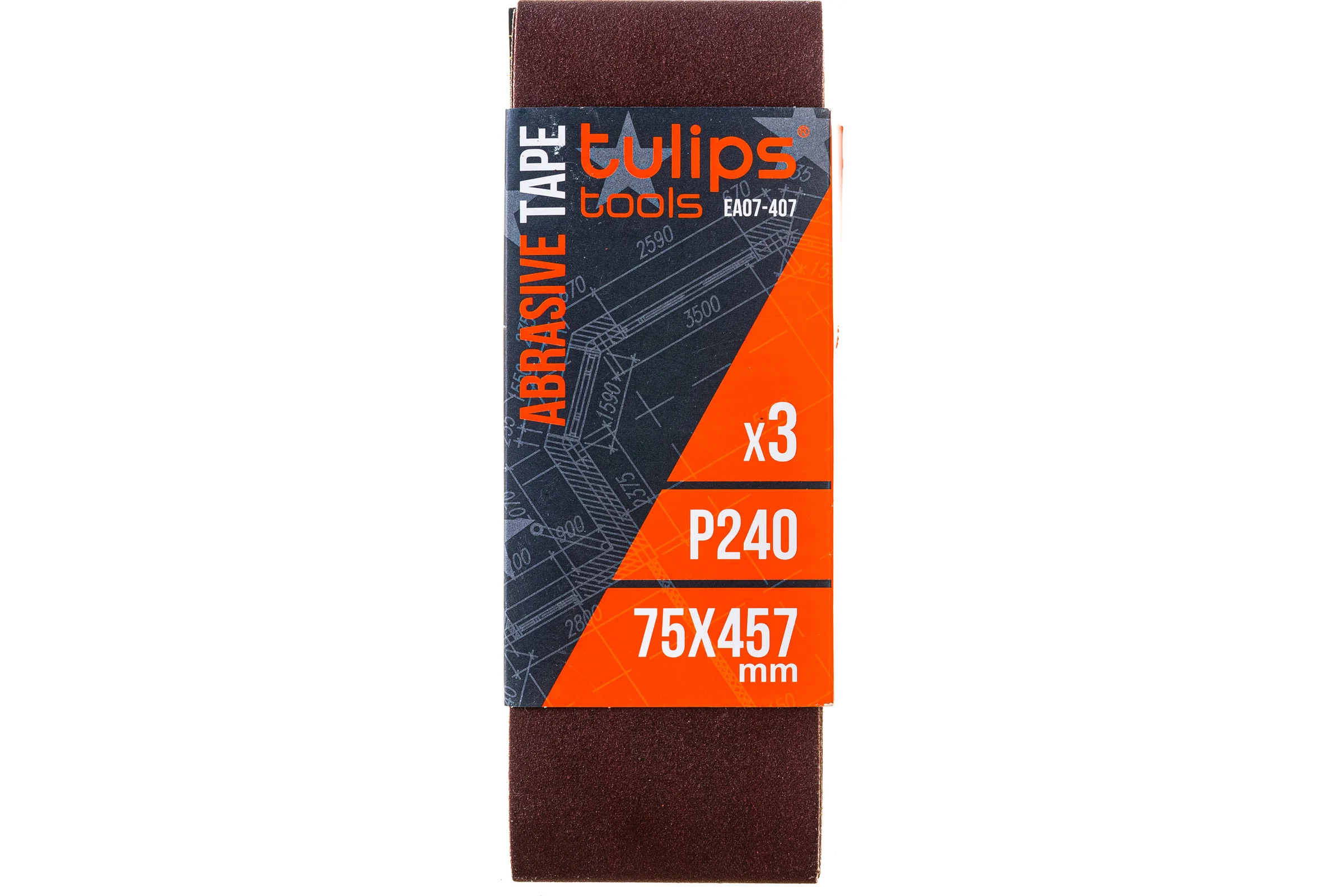 Лента шлифовальная (3 шт; 75х457 мм; P240) Tulips tools EA07-407