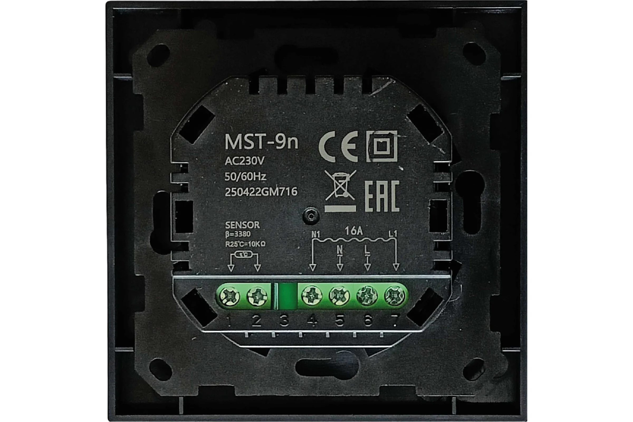 Терморегулятор Grand Meyer черный silk touch (совместим с Schneider Unica, Schneider Atlas) MST-9n