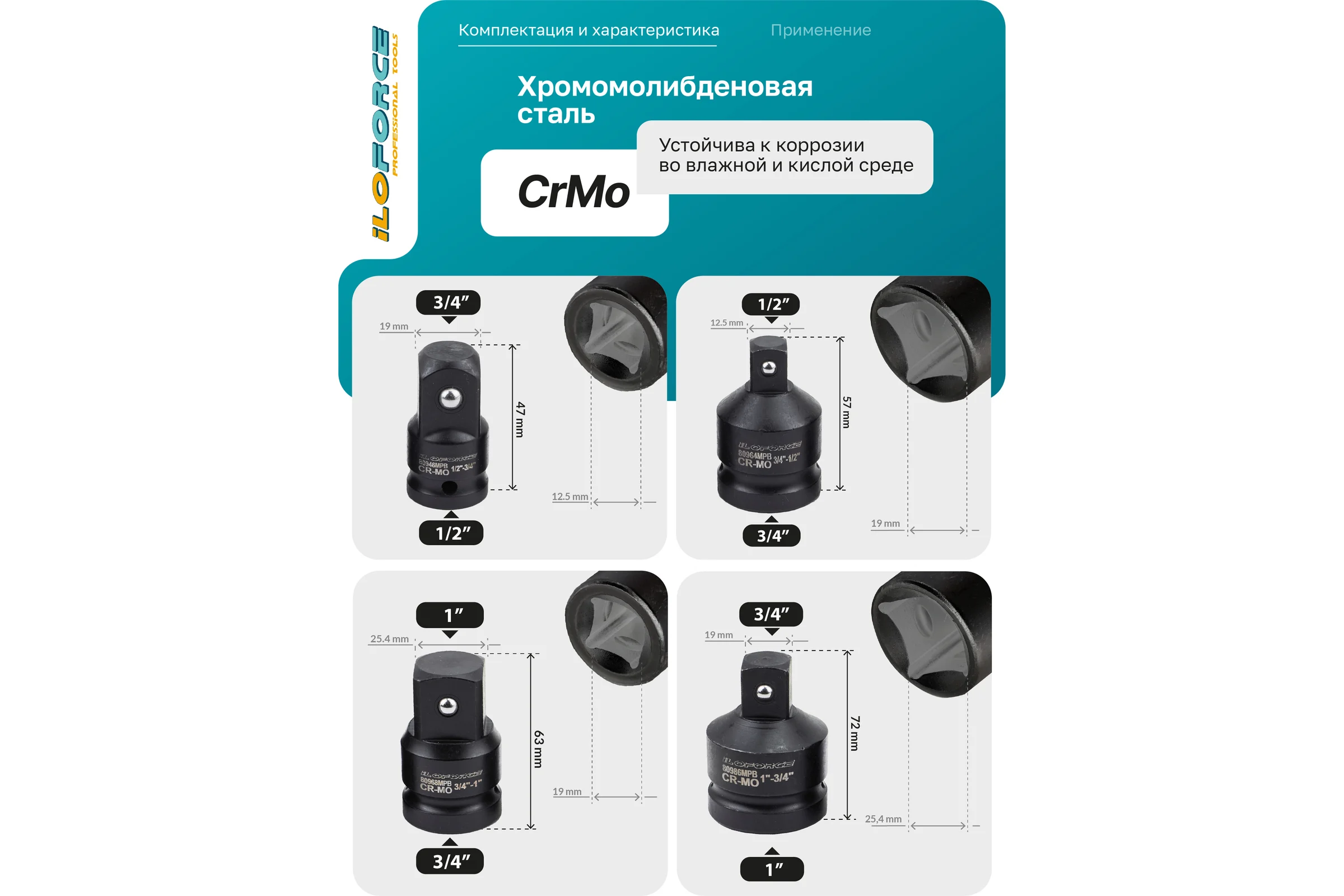 Адаптеры ударные iLOFORCE набор 8 предметов IF-4089MPB(62524)