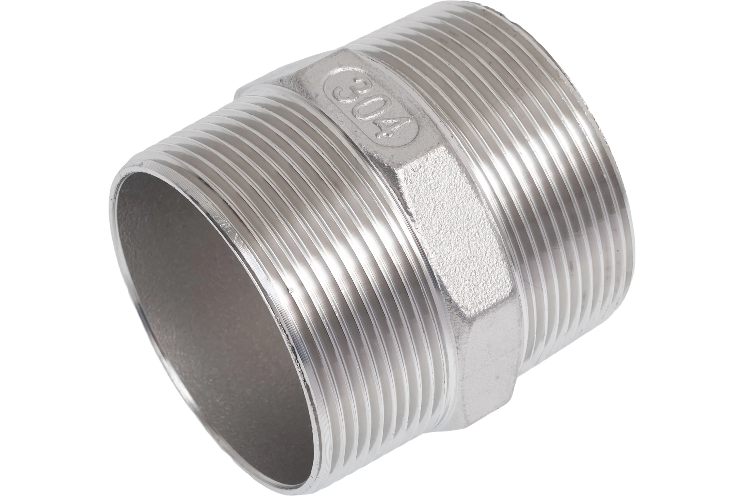 Ниппель резьбовой NEWKEY нержавеющая сталь AISI304 DN50 (2), (CF8), PN16 NK-NM50/4